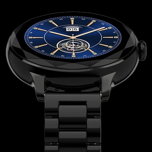 NoiseFit Grace women's smartwatch, featuring a 1.1-inch AMOLED display and a metallic finish.
