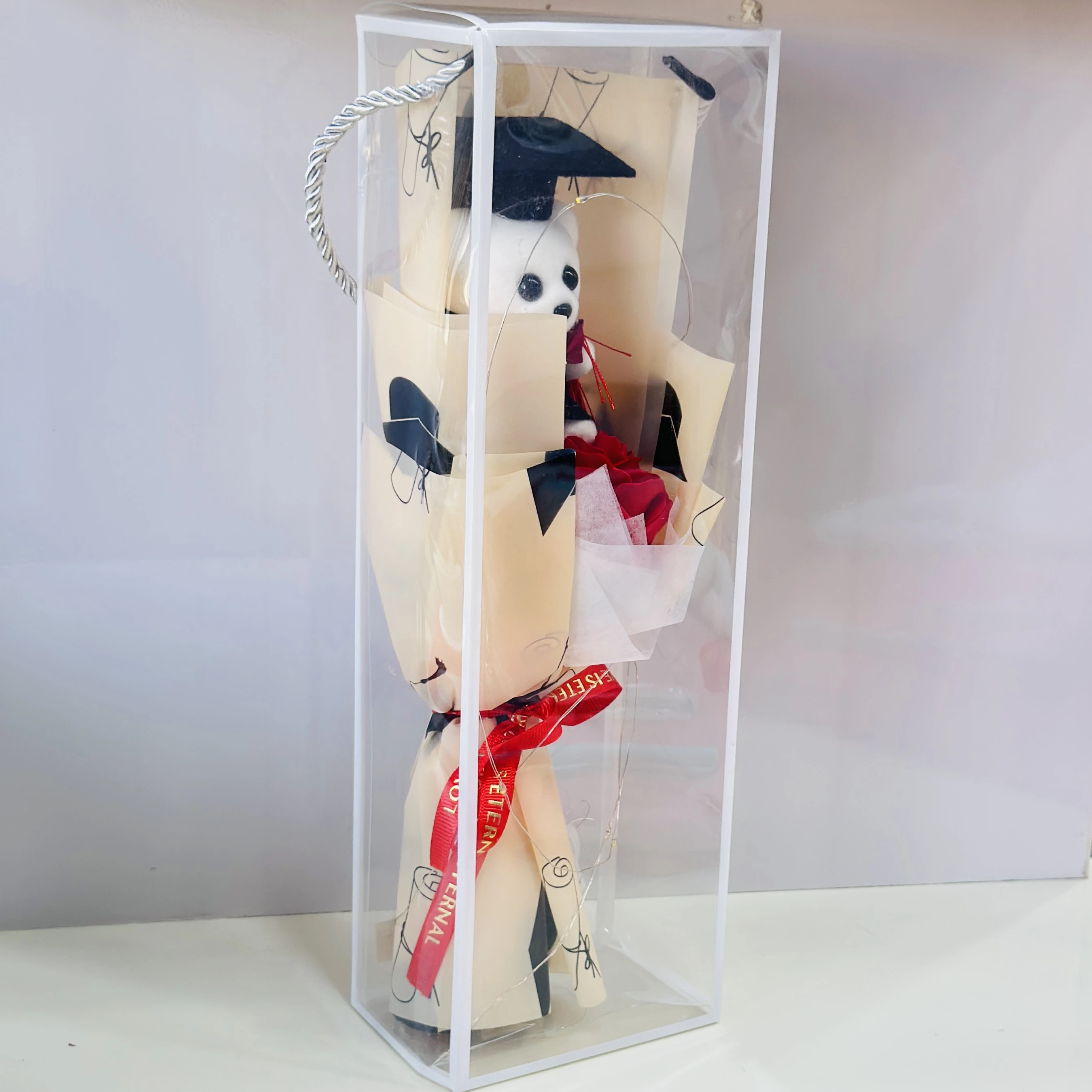 Bear Flower Bouquet Artificial Roses
