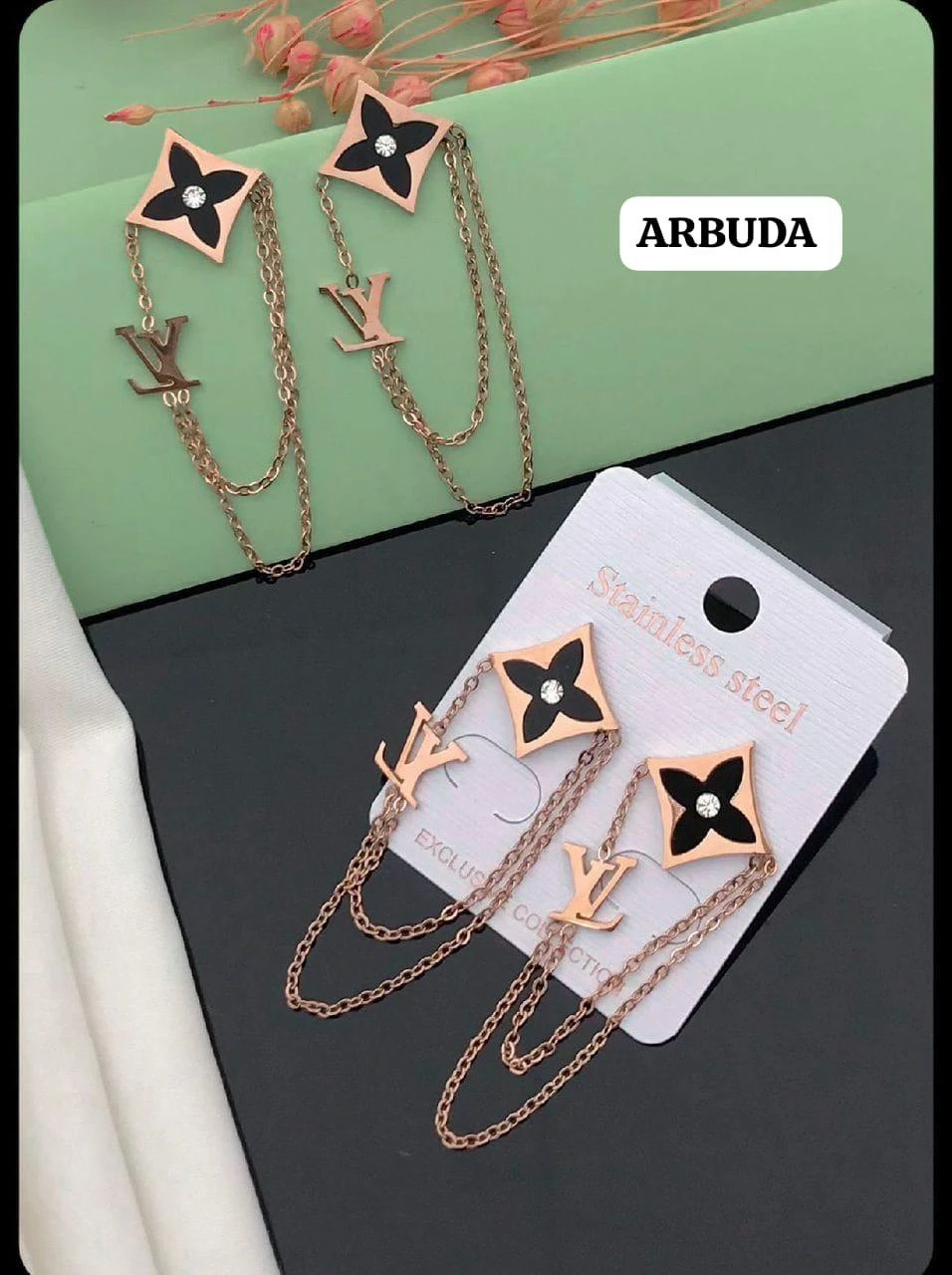 Louis Vuitton-style dangle earrings