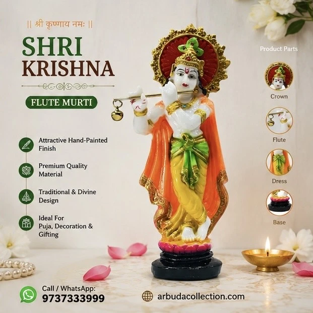polyresin Krishna idol is a beautiful decorative showpiece
