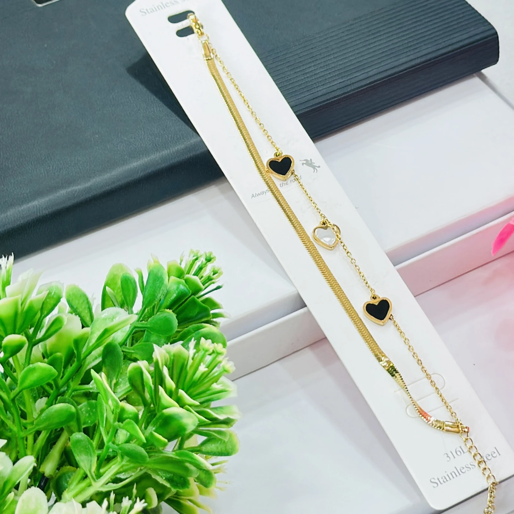 stainless steel, gold-plated multi-layer anklet or bracelet