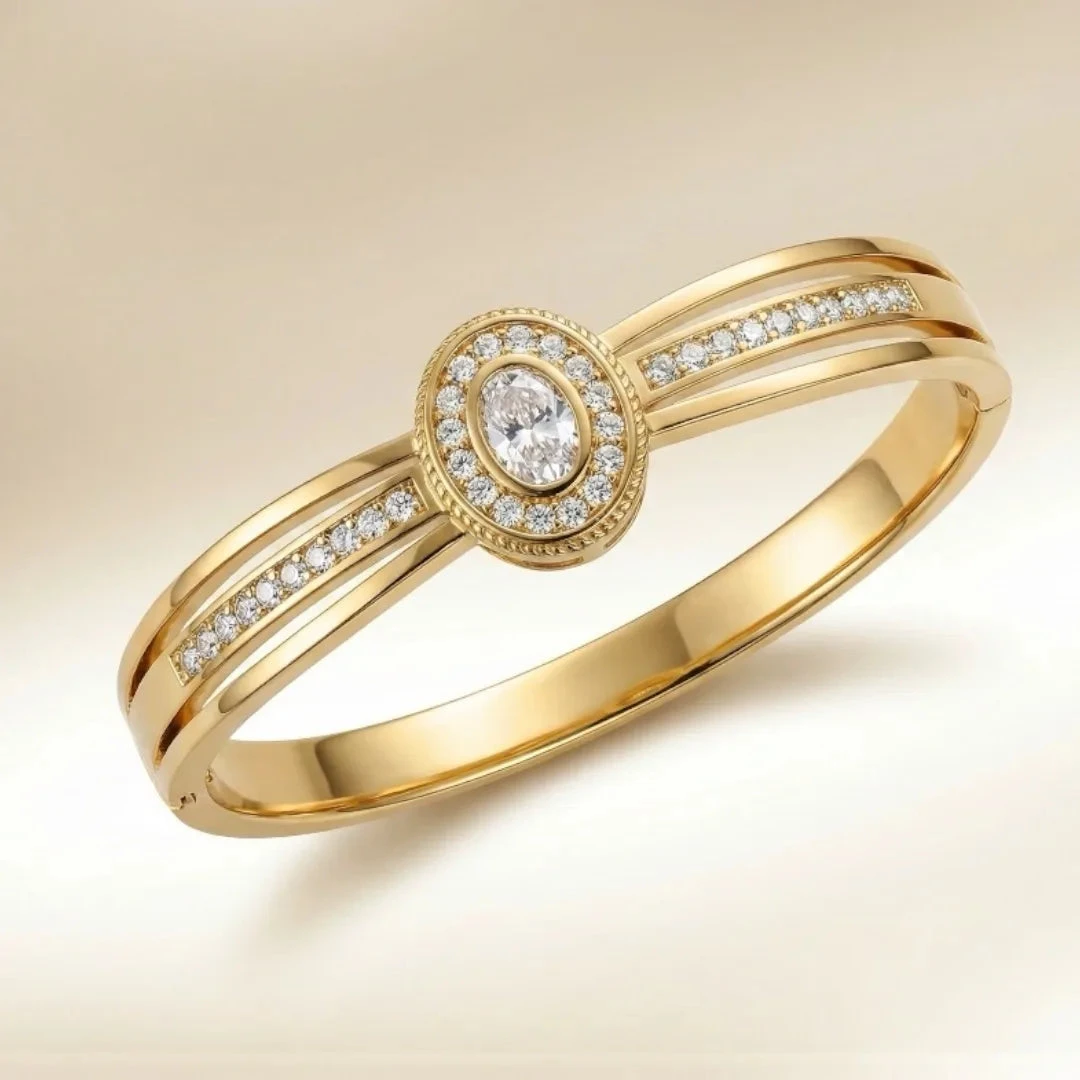 Gold Plated Royal Oval Stone Bracelet Bracelet