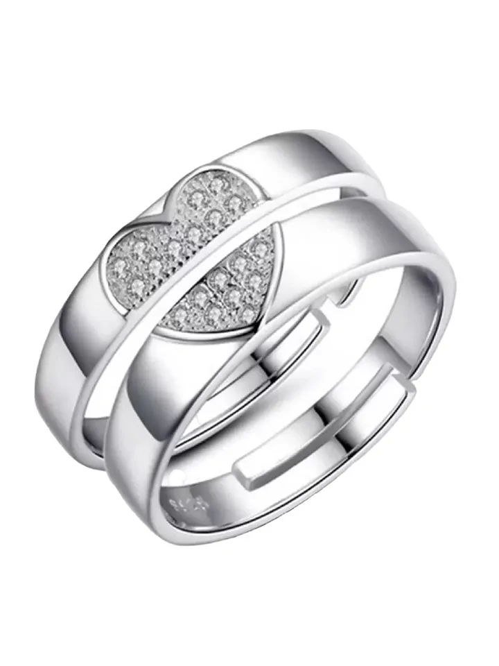 matching silver-tone couple rings