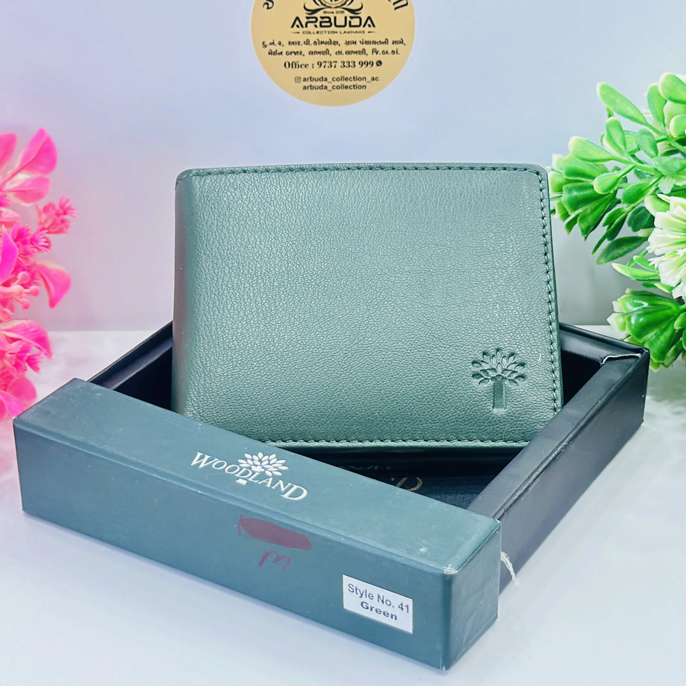 Woodland green bifold wallet