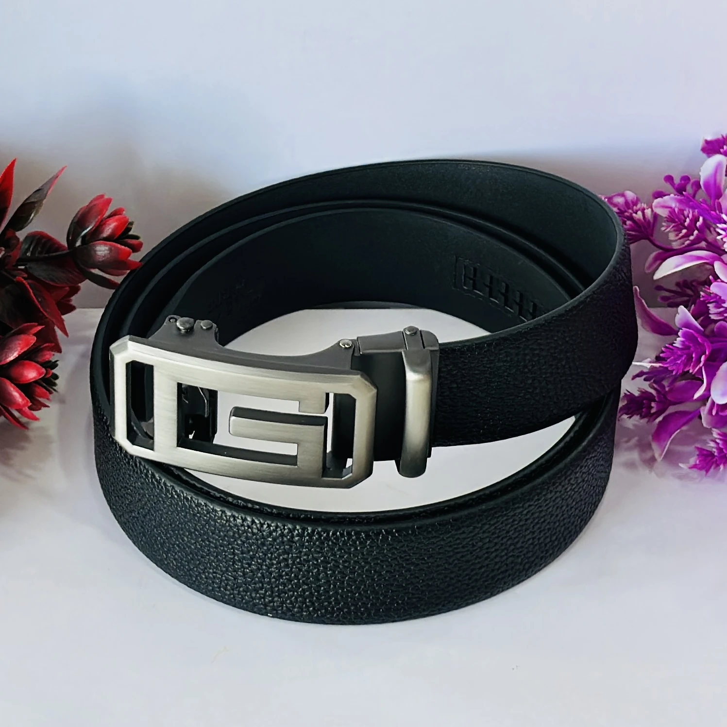 Single G Shape Two Tone Formal Auto Lock Belt for Men
