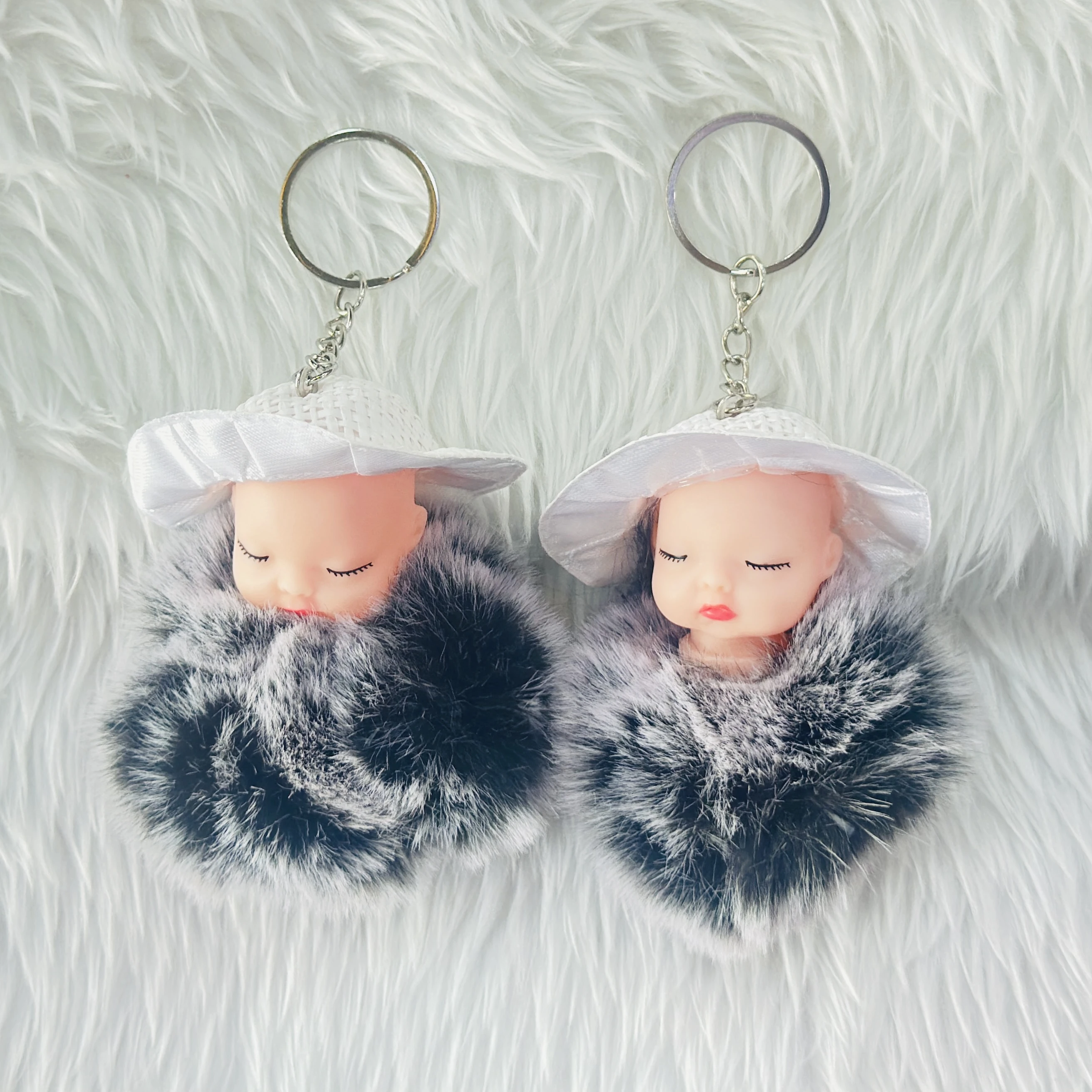 Cute Sleeping Doll Fake Fur Key Chain