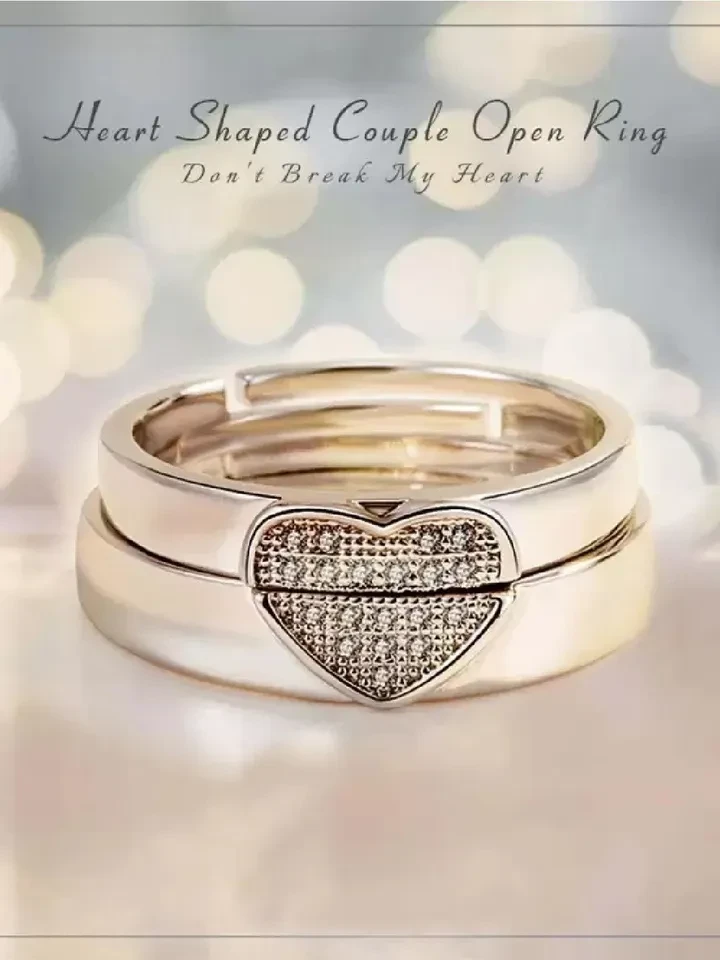 matching silver-tone couple rings