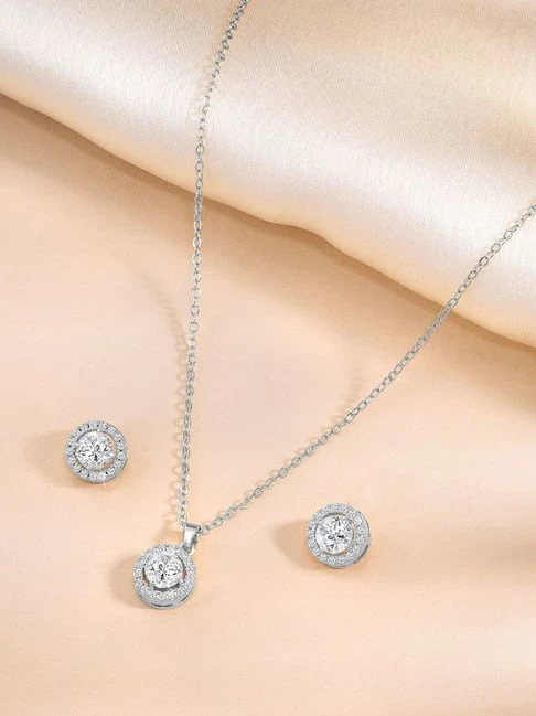 silver-toned jewelry set
