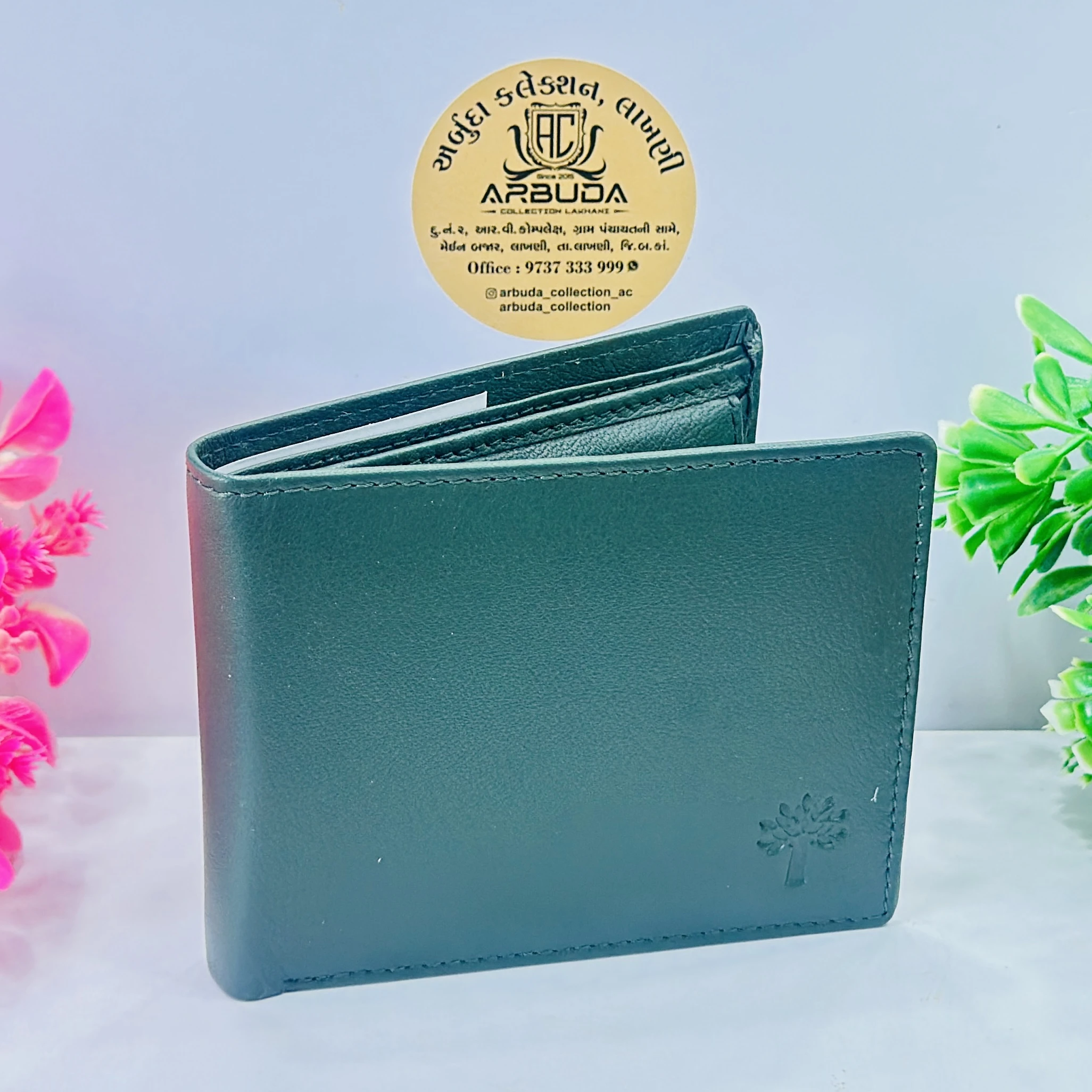 Woodland green bifold wallet