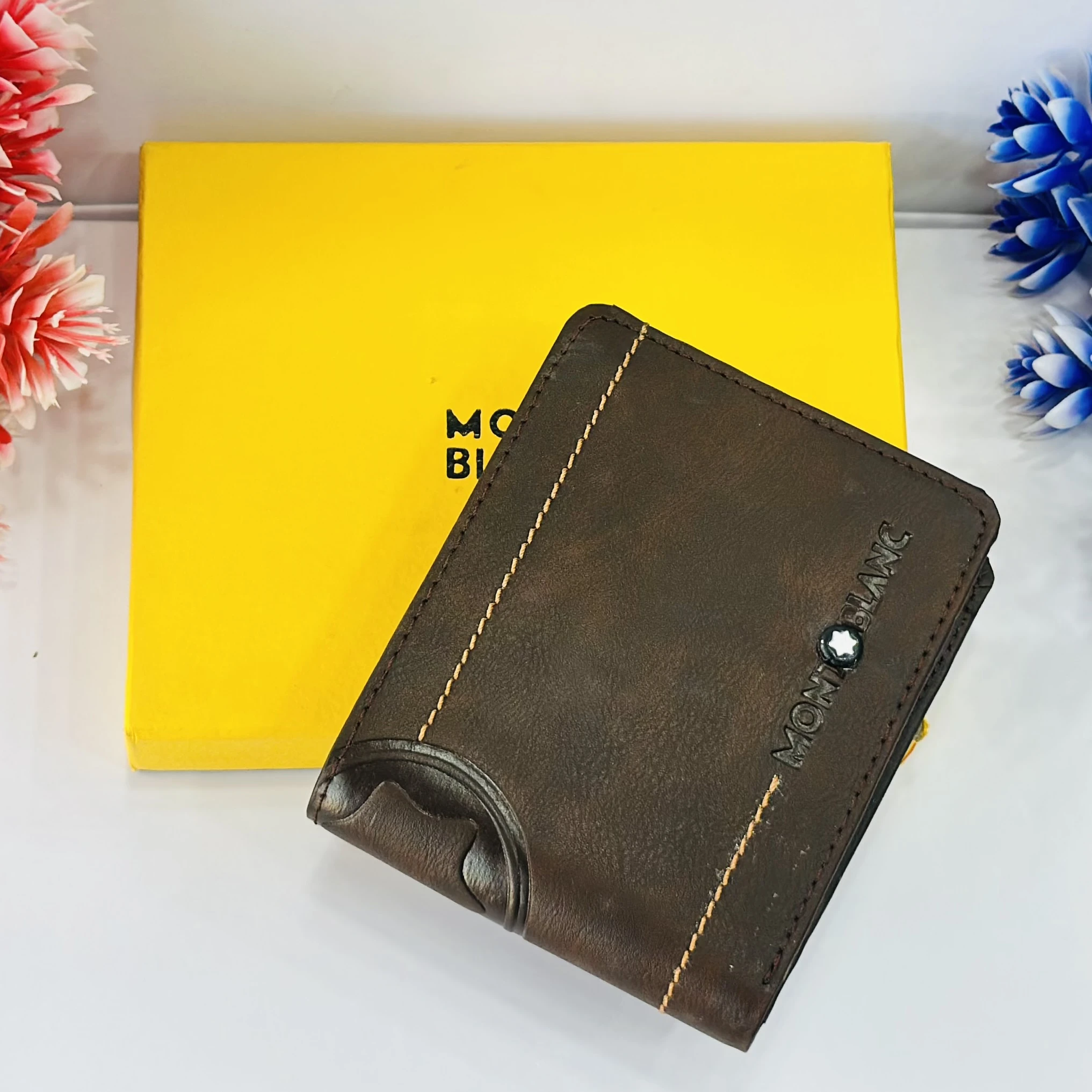 Brown leather bifold wallet