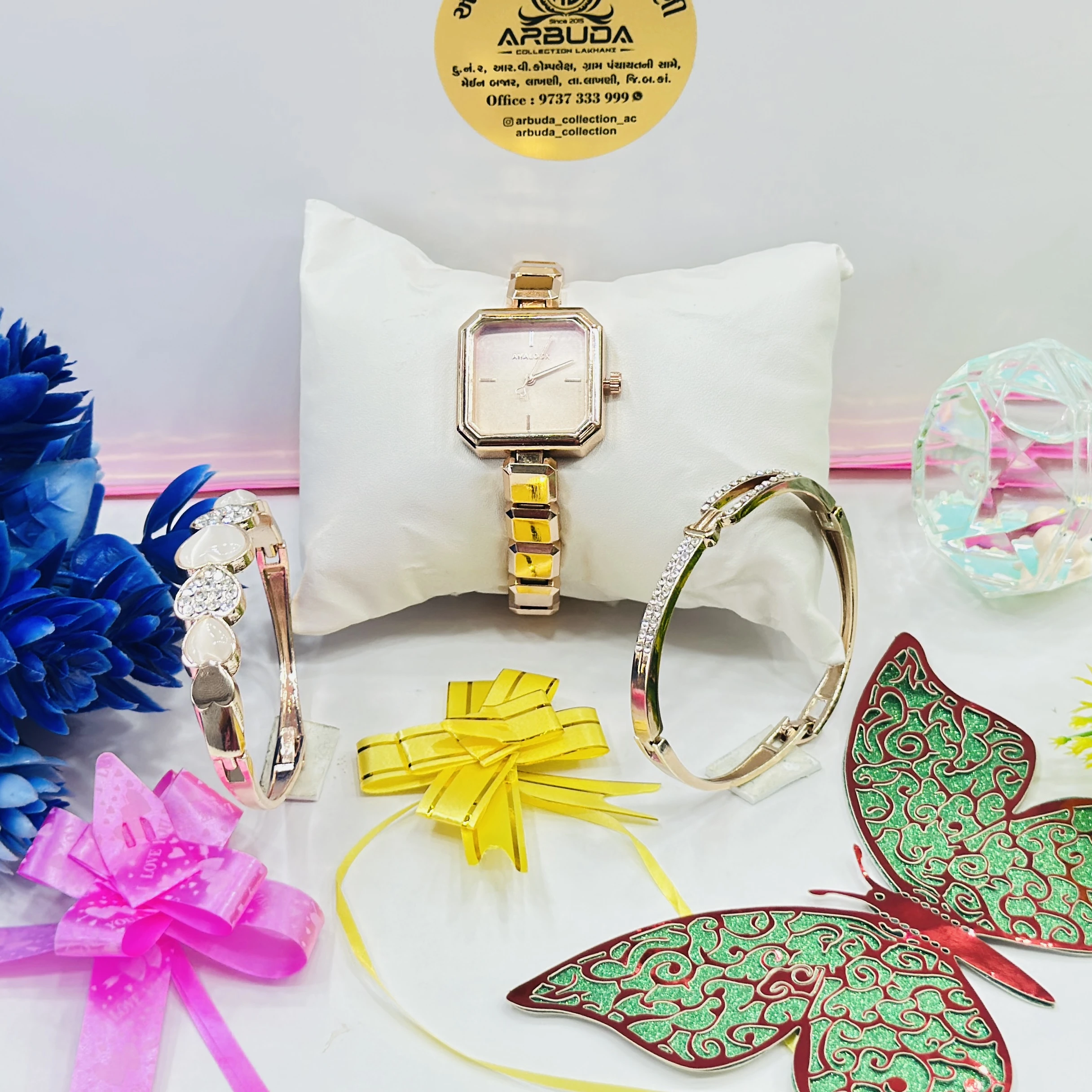 Rose gold Analogox brand watch set