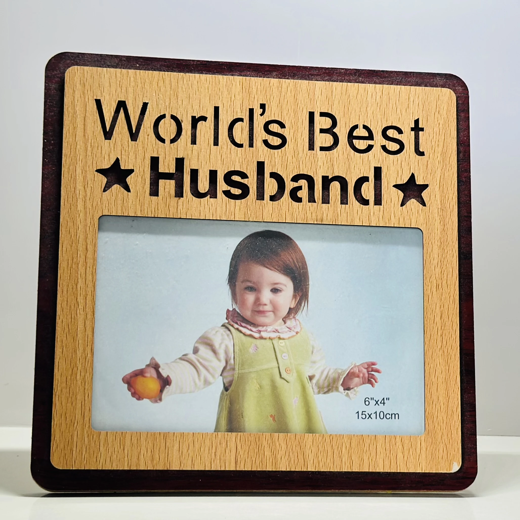 Art Street MDF Table Photo Frame With World's Best Wife Engraved, Cutout Picture Frame