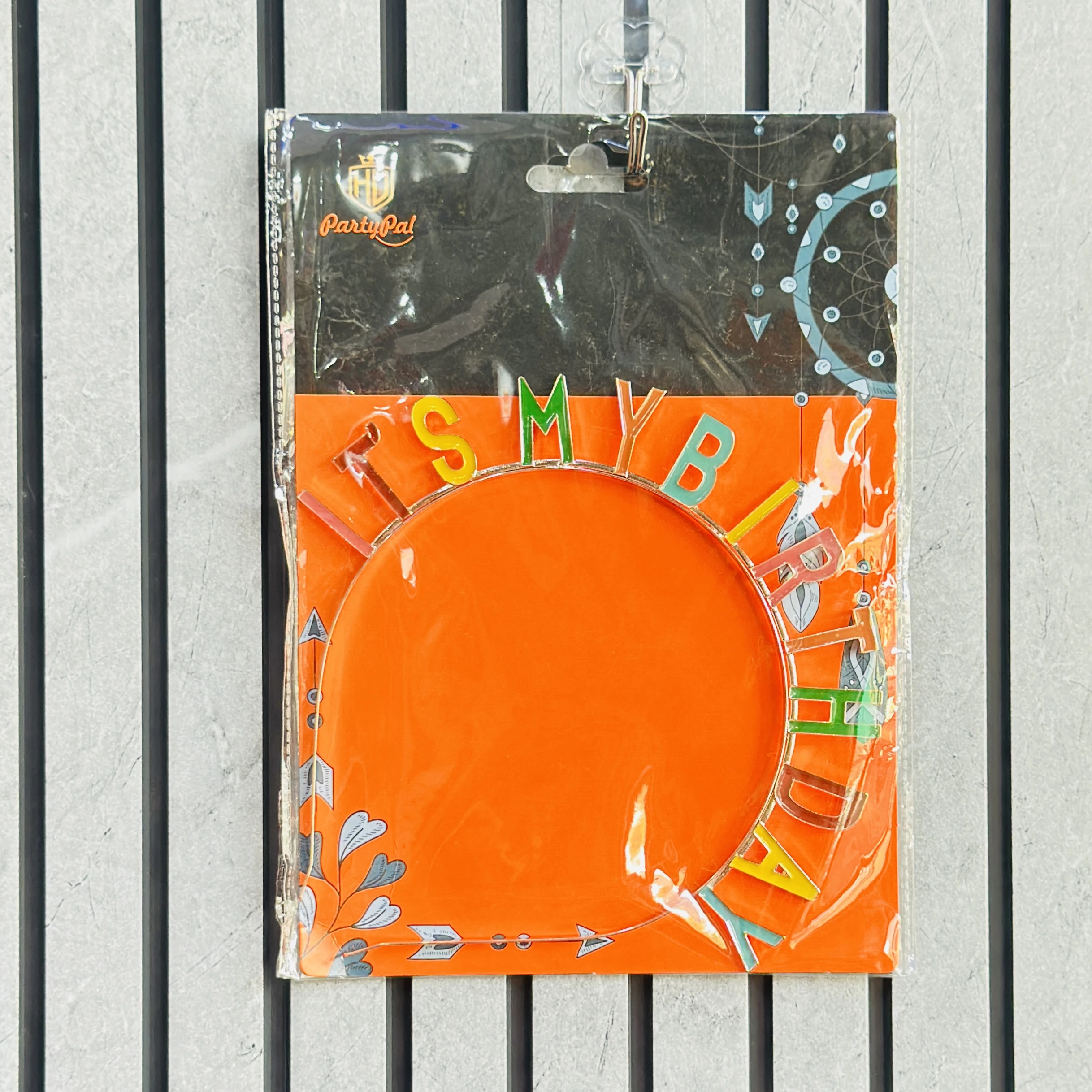 PartyPal branded "It's My Birthday" colorful enamel party headband.