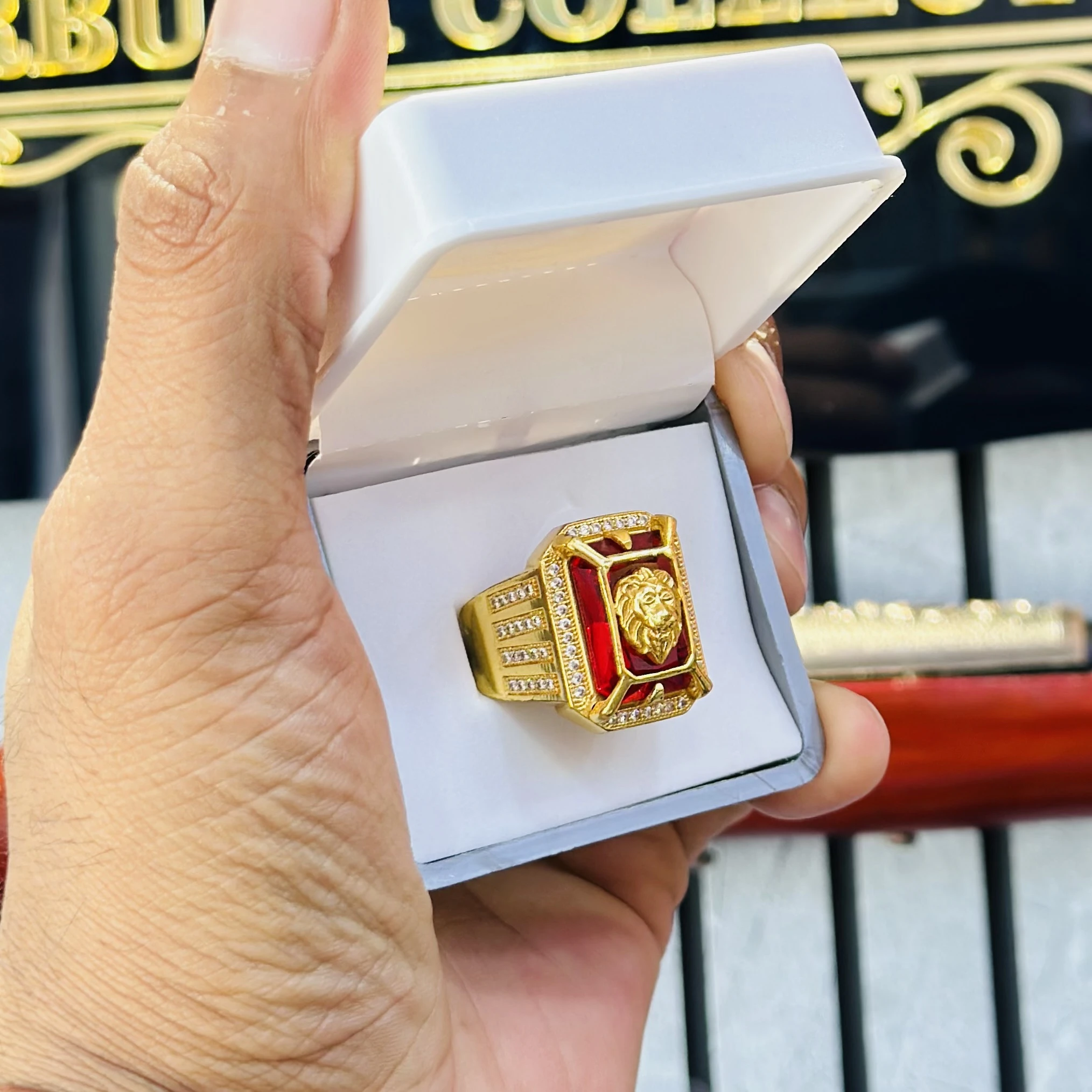 ashok stambh design gents Ring