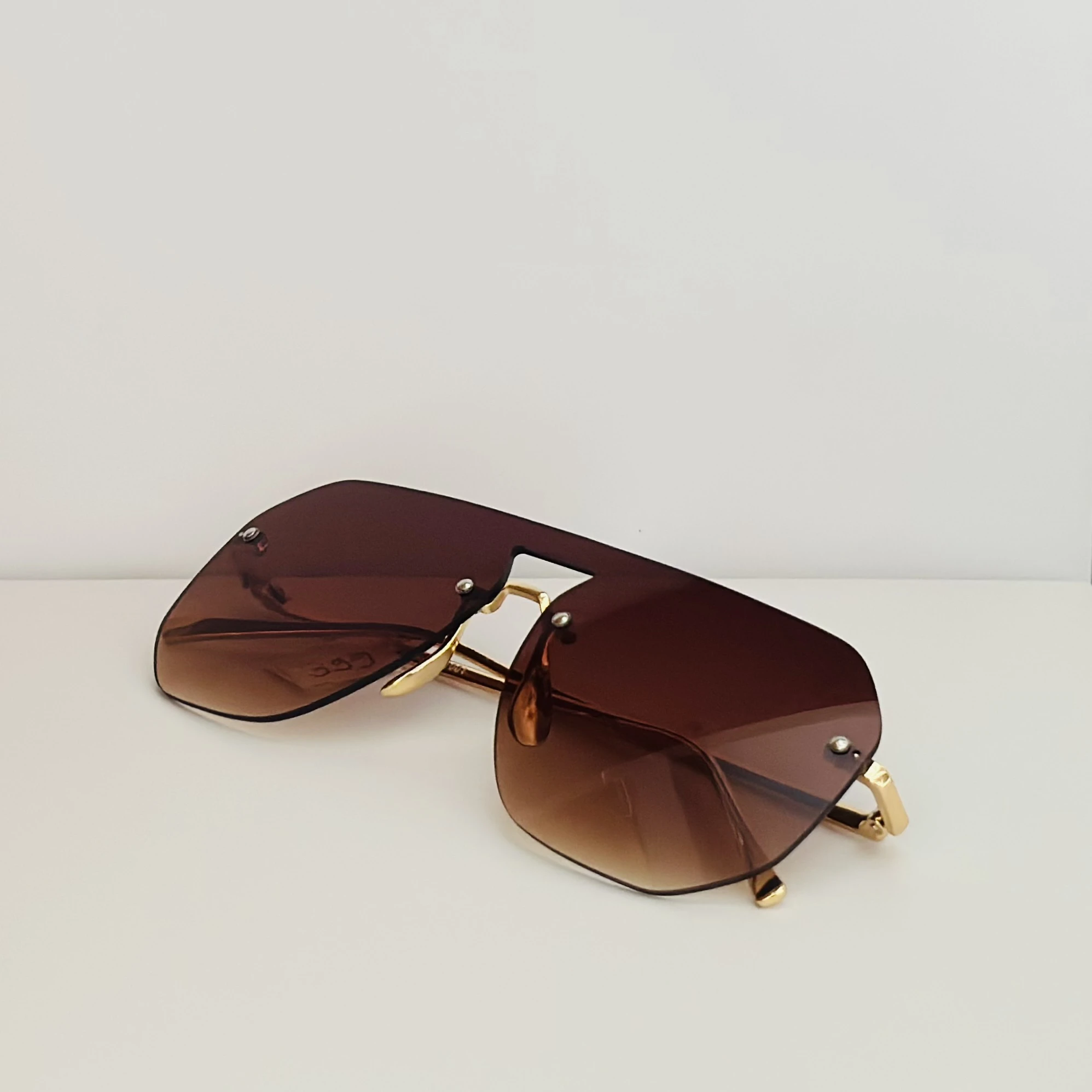 Khan semi-rimless sport shield aviator sunglasses