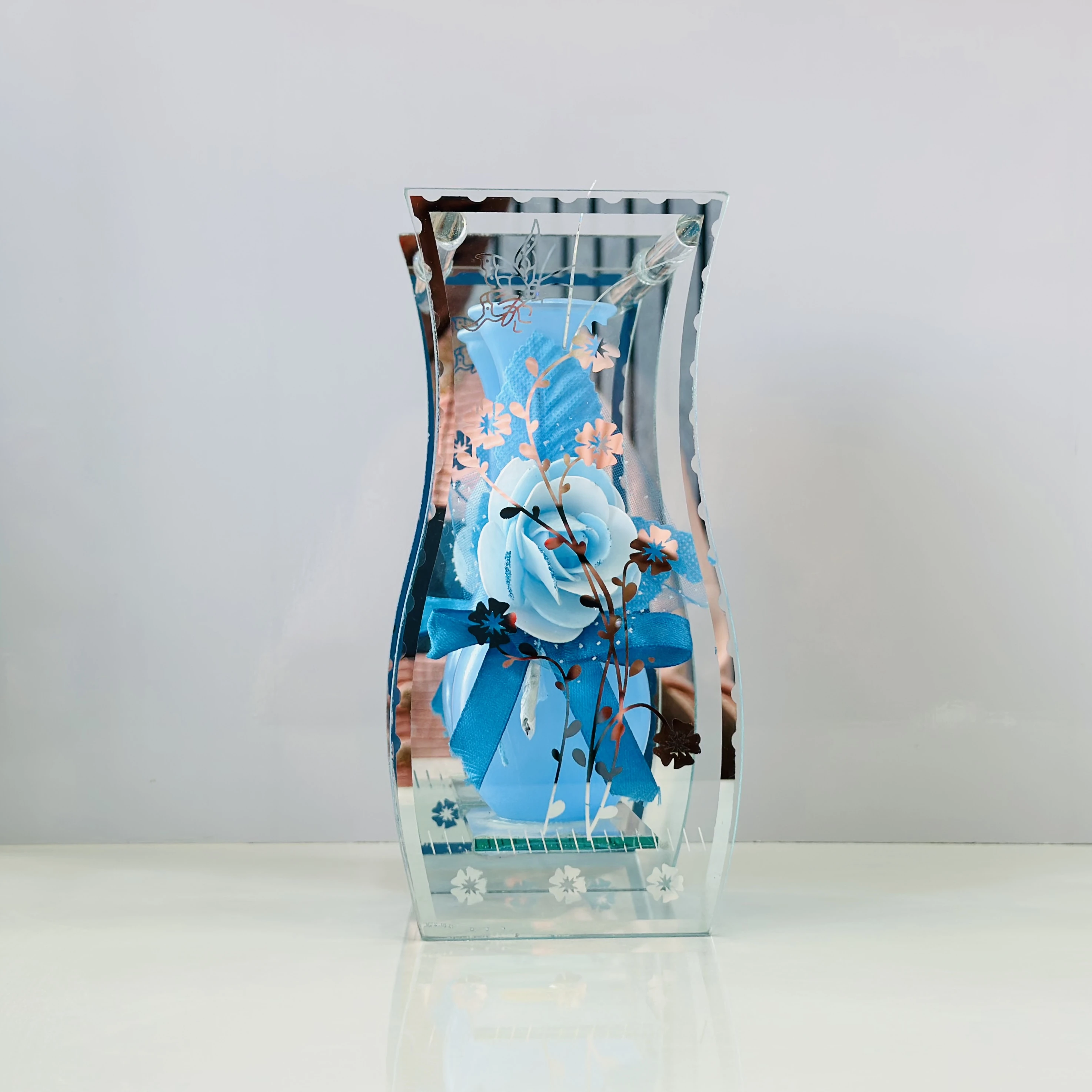 glass bud vase with striking fancy glam detail in blue(SKU-3451Y7)