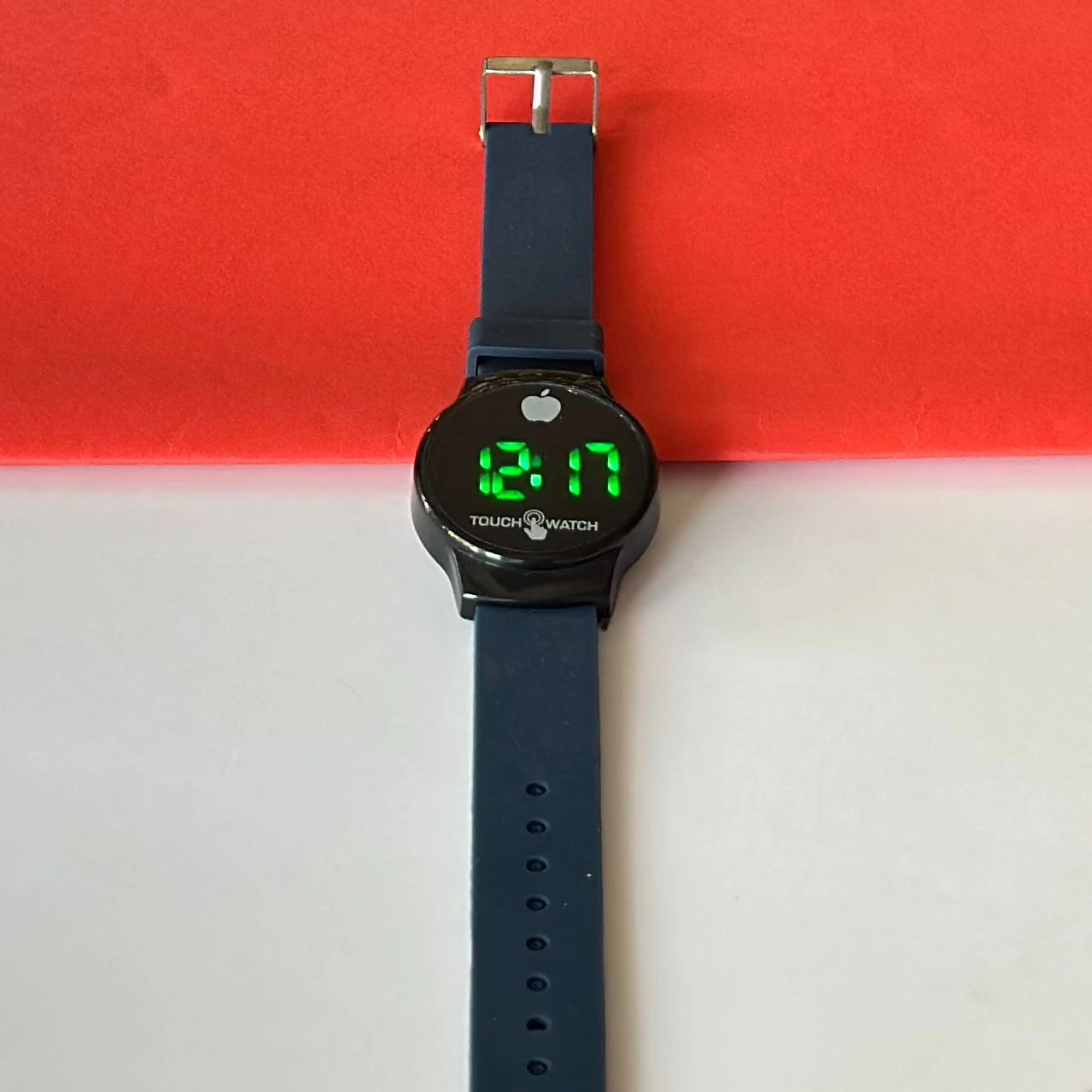 Digital watch with a silicone strap