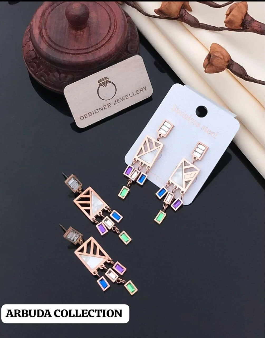 Gold plated drop earrings