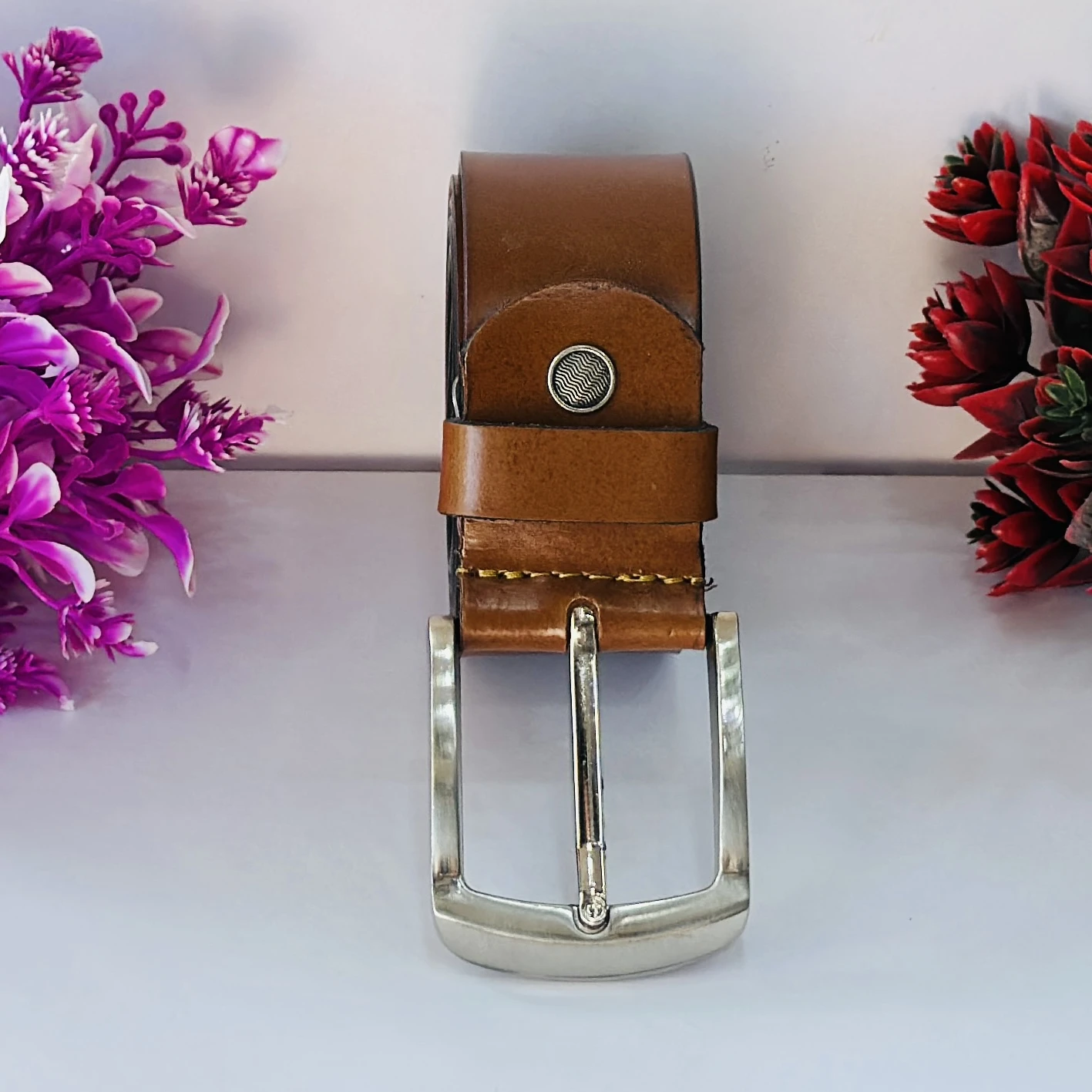 Leather World Mens Genuine Leather Belt