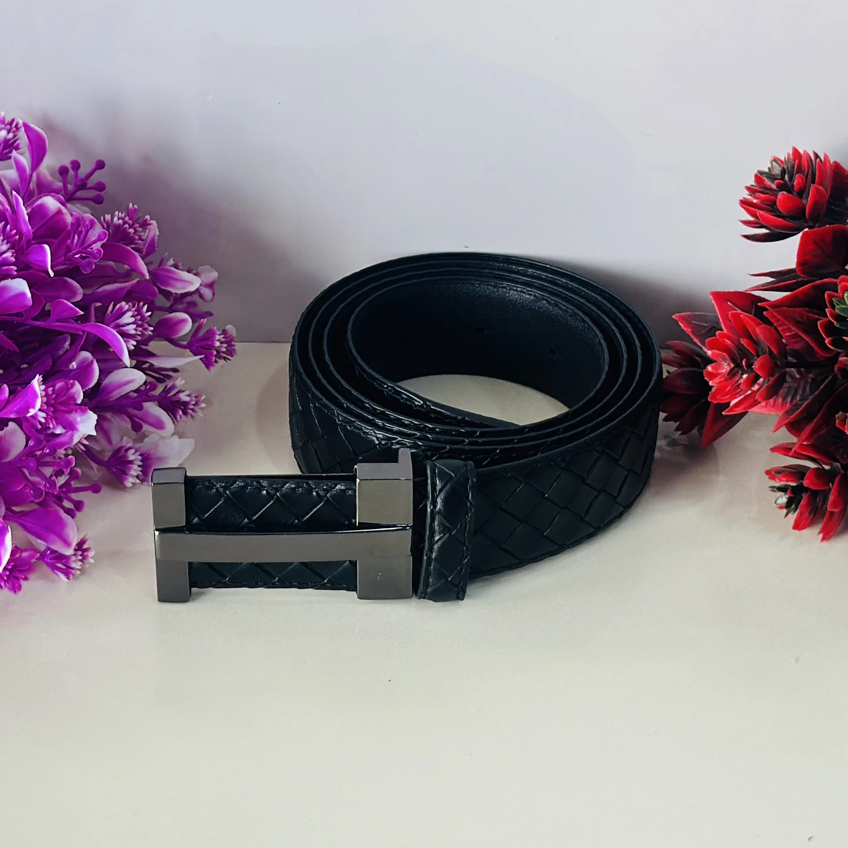 Menfox geometric pattern belt