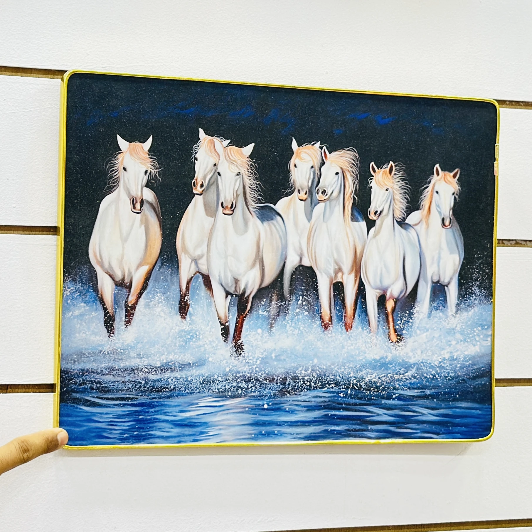 7 running white horses painting….. EQ4LWW