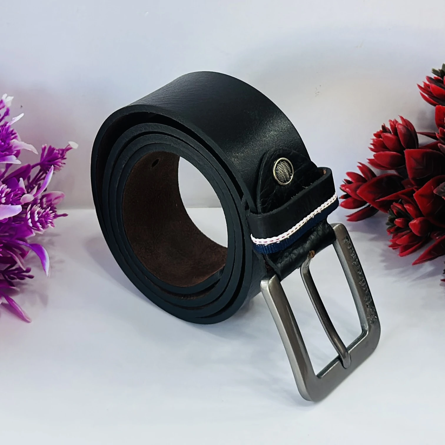 Black leather belt