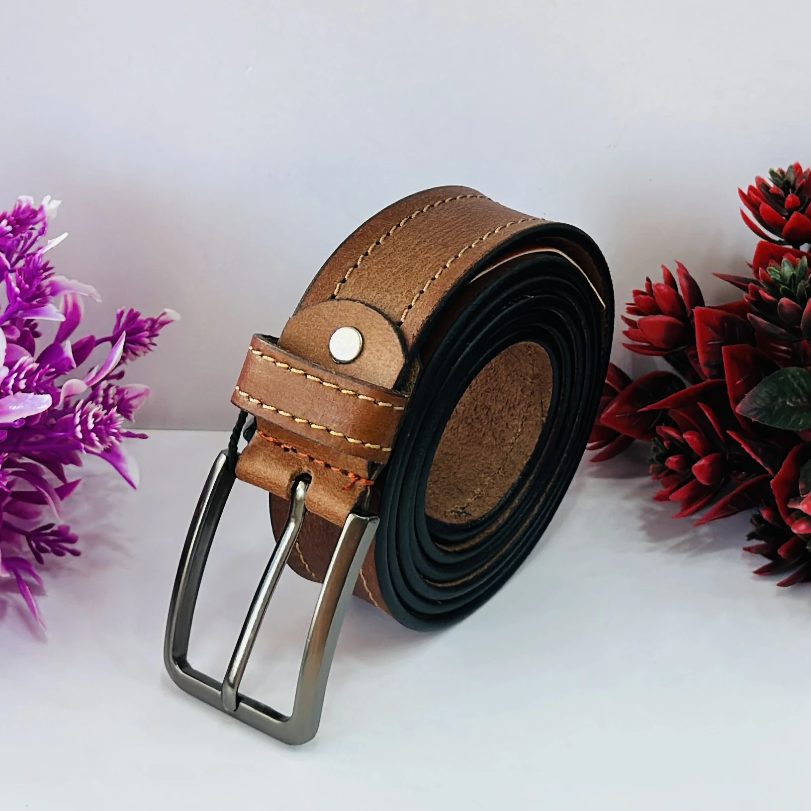 Leather World Mens Genuine Leather Belt