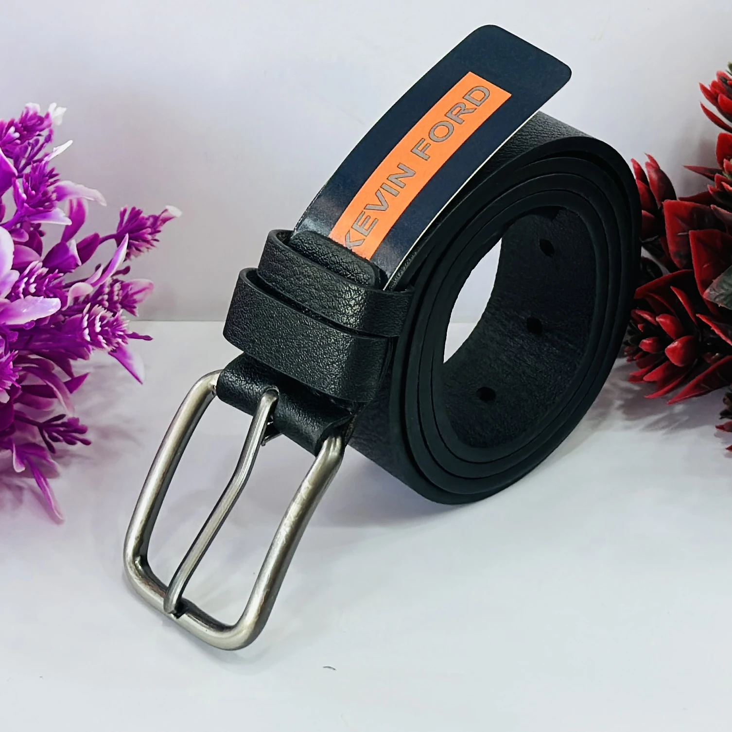 Black leather belt