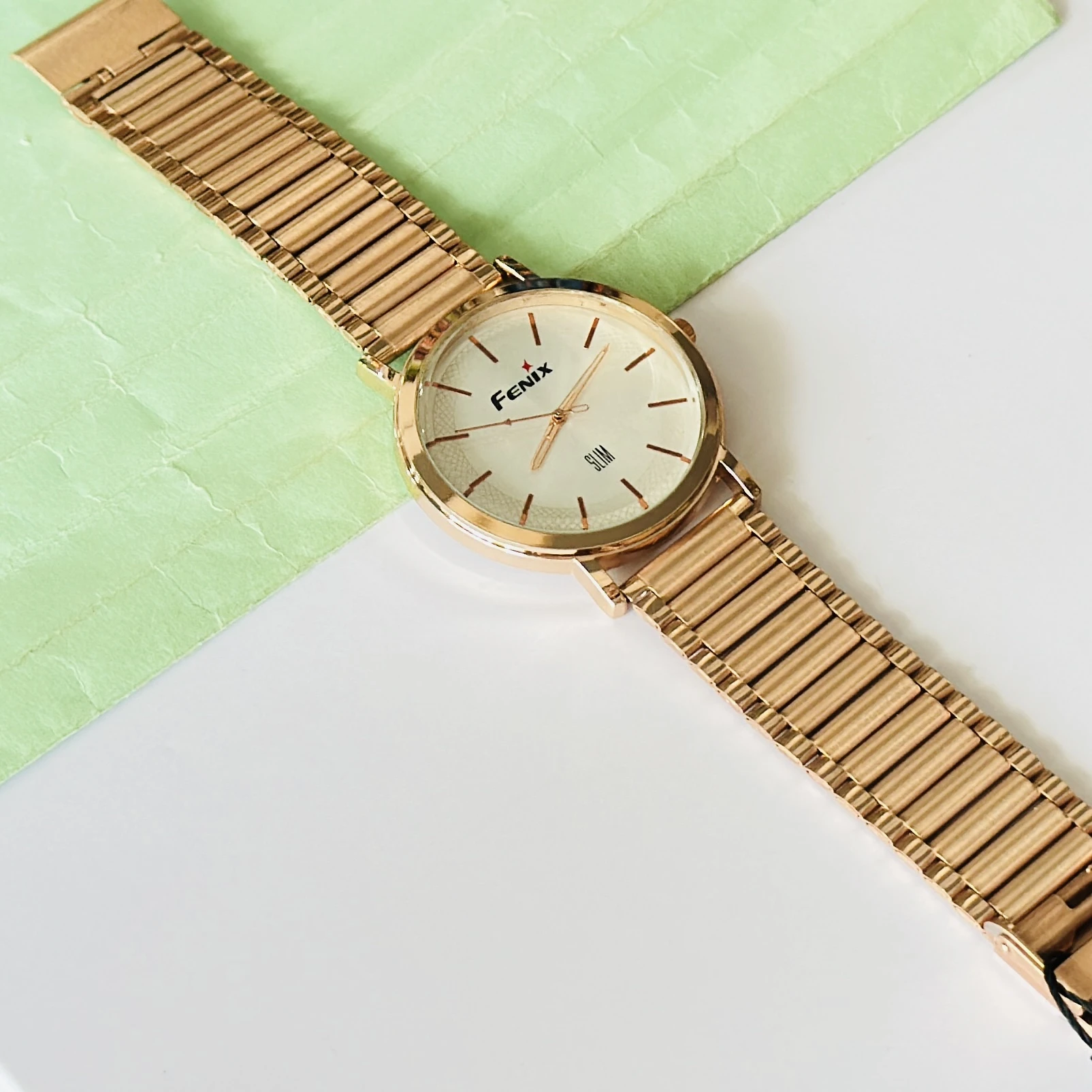Rose Gold analogue watch