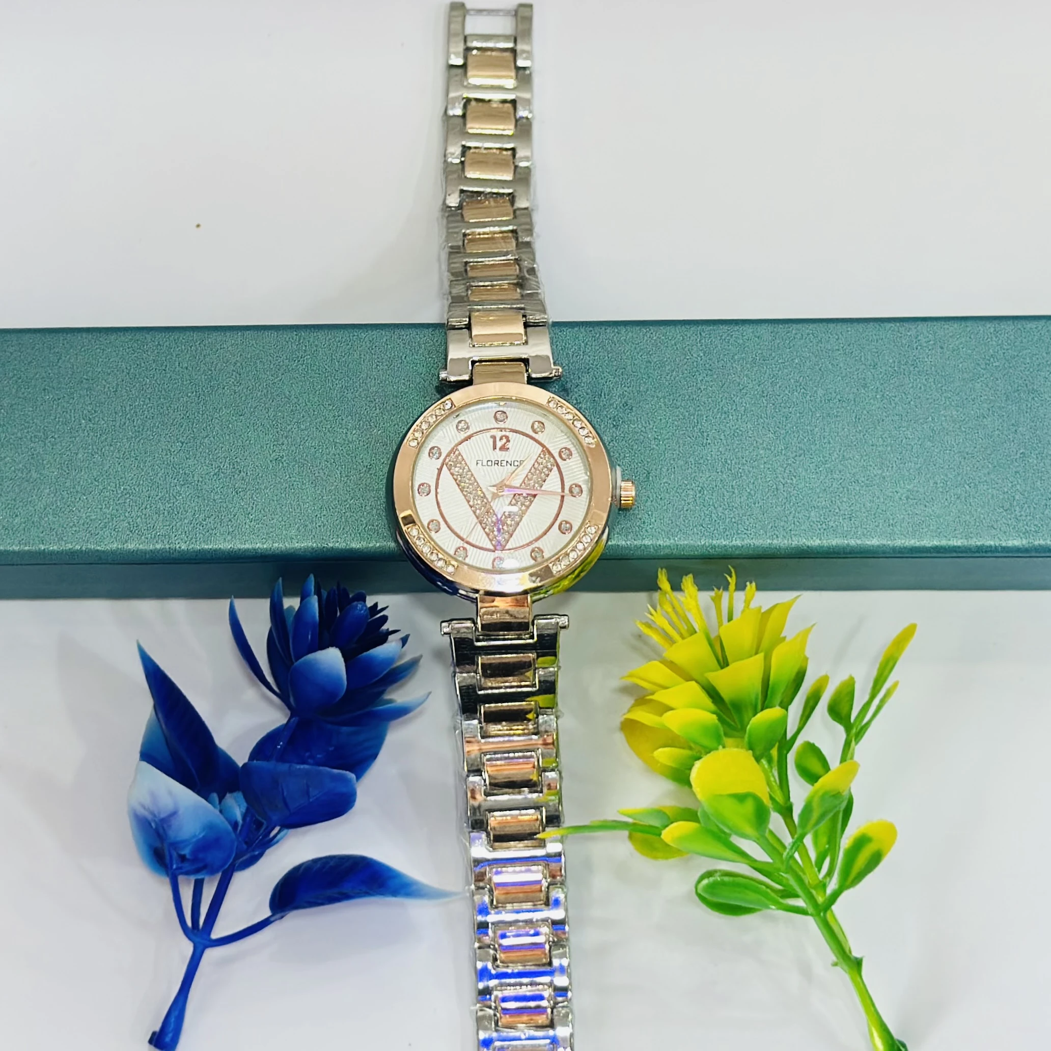 Women’s watch with a two-tone (silver and rose gold) stainless steel