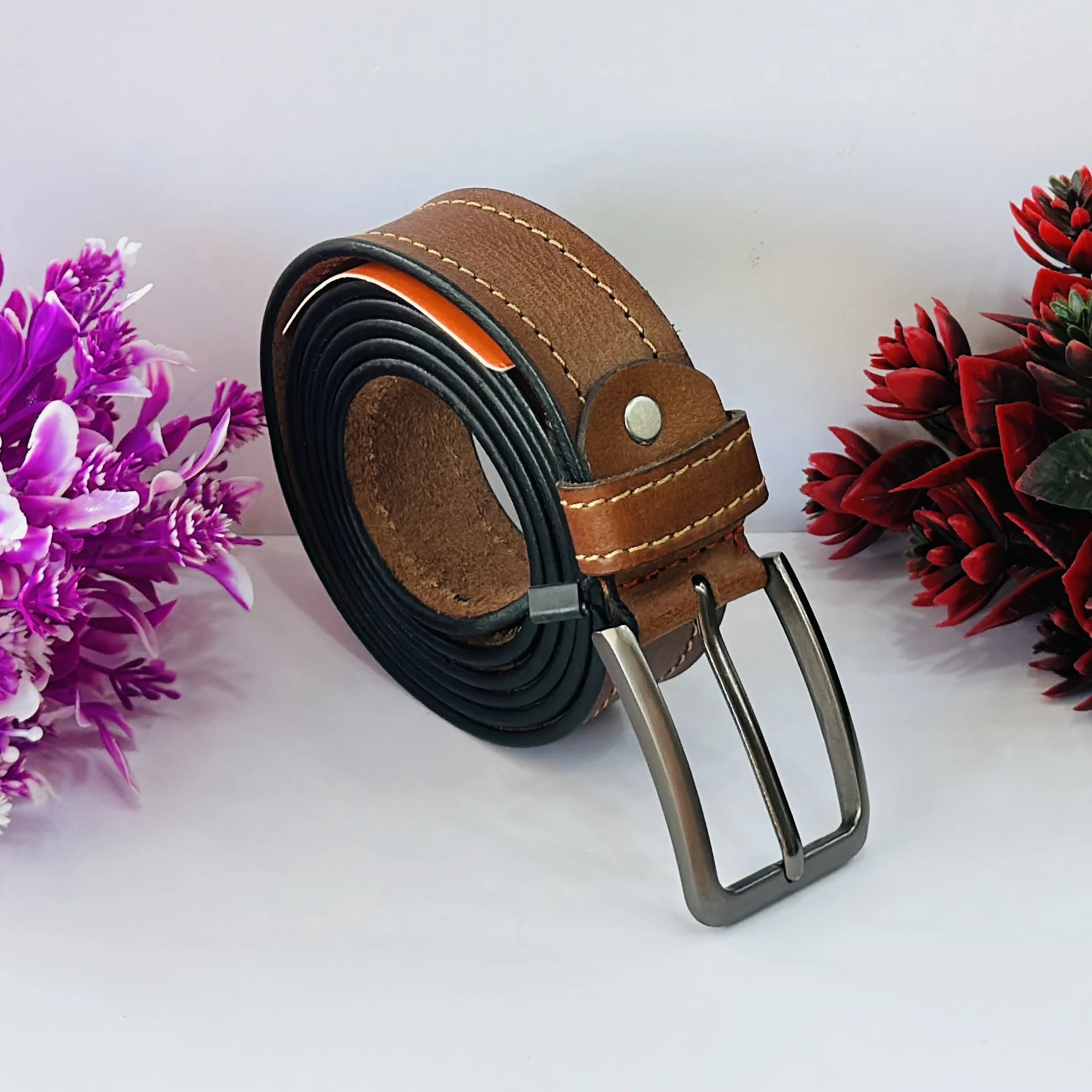 Leather World Mens Genuine Leather Belt