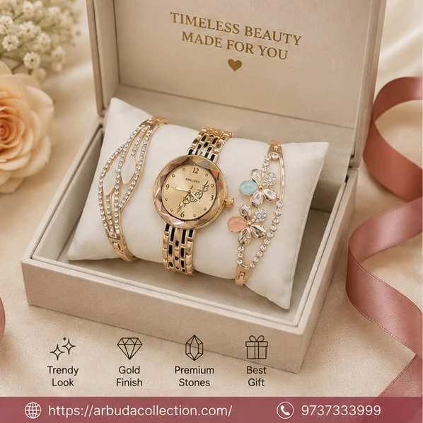 Ladies Analog Watch & Bracelet Combo