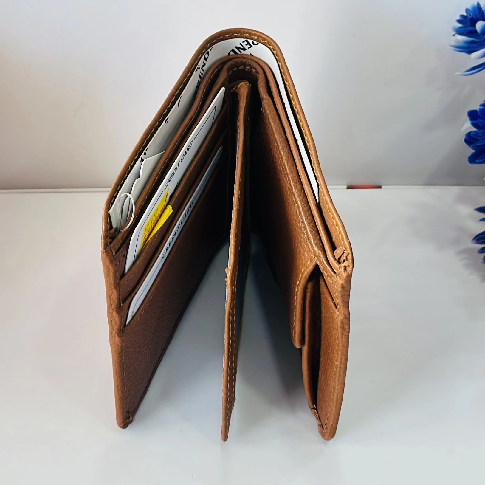 Men Tan Genuine Leather Wallet