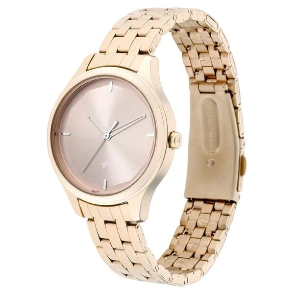 Fastrack Stunners Quartz Analog Rose gold Dial Metal Strap Watch for Girls  Model No.NT6248WM01