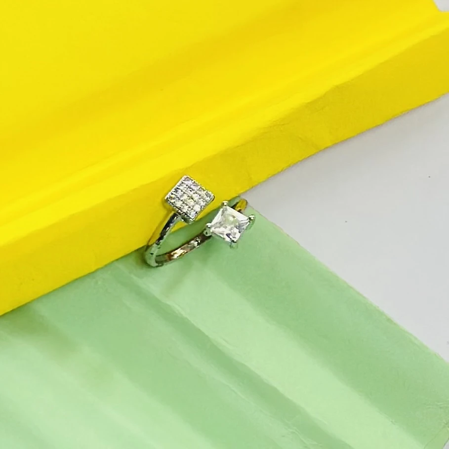 Silver -toned open cuff ring