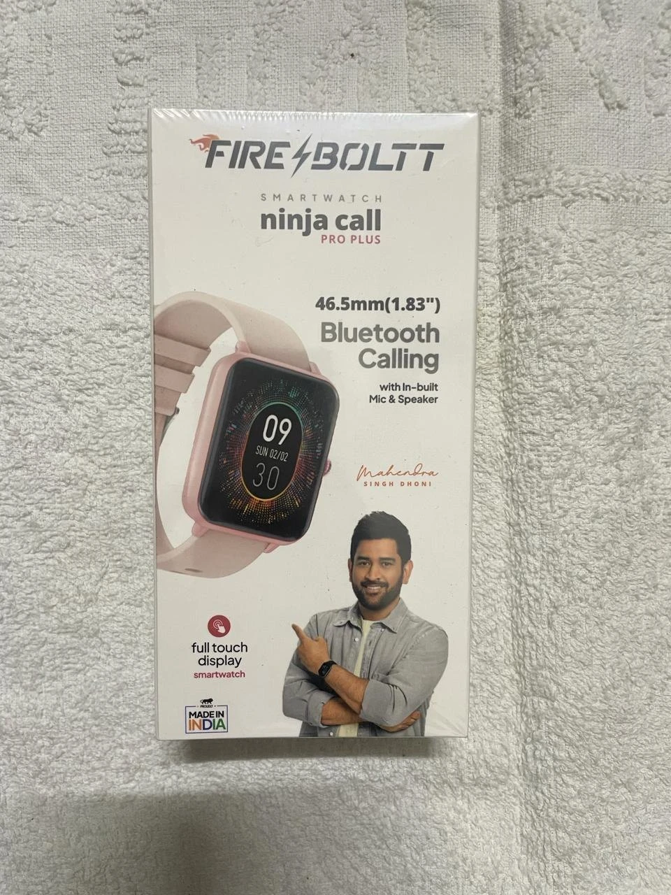 Fire-Boltt Ninja Call Pro Plus smartwatch in pink. Model No.BDE053
