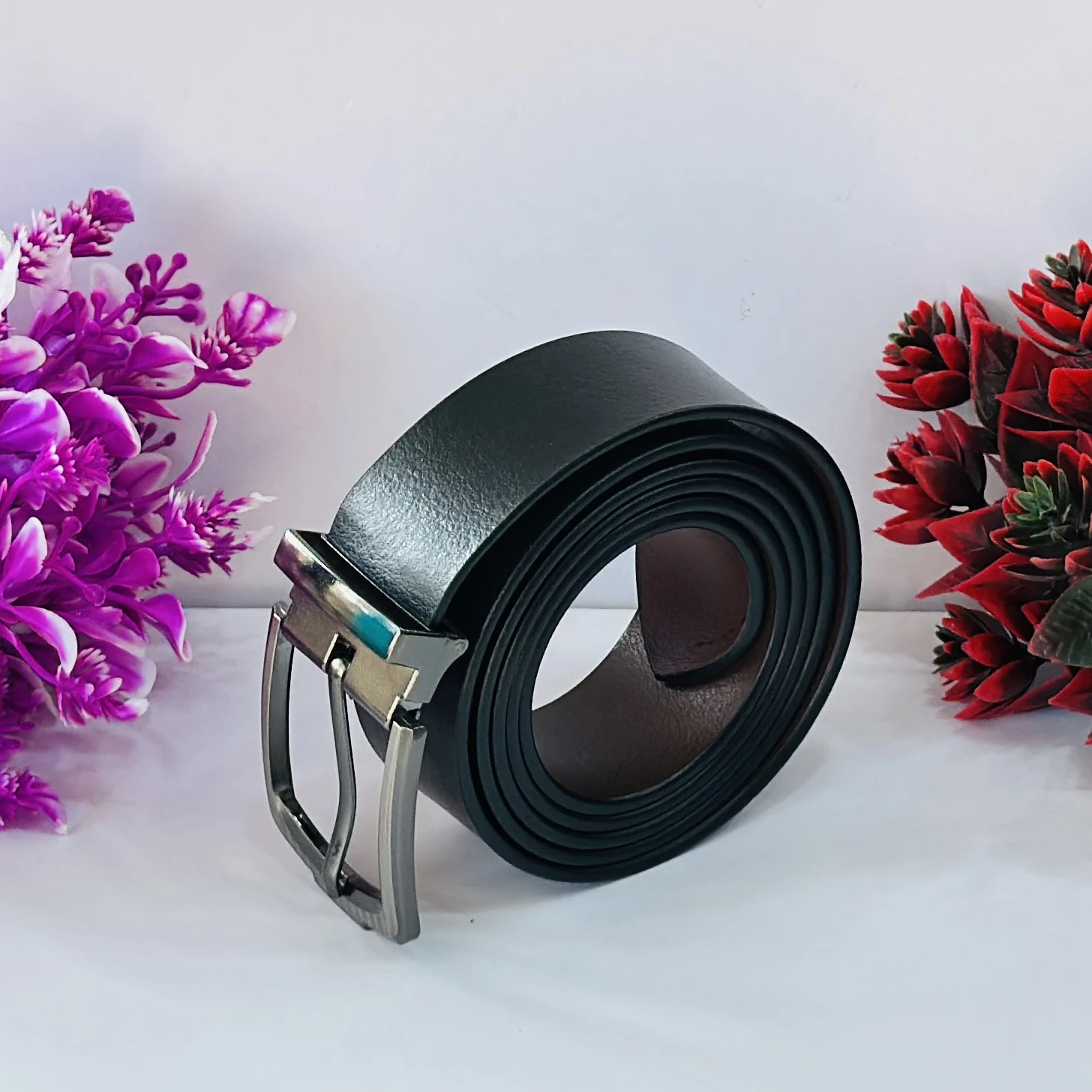 Casual Black Artificial Leather Belt