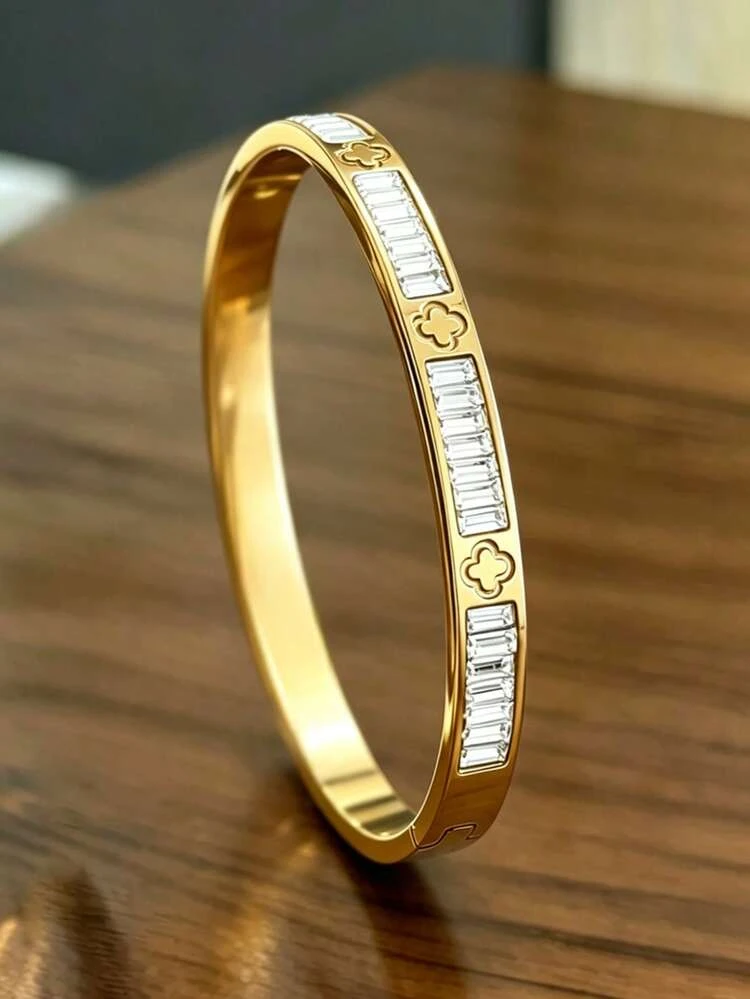 Gold toned stainless steel cuff bracelet