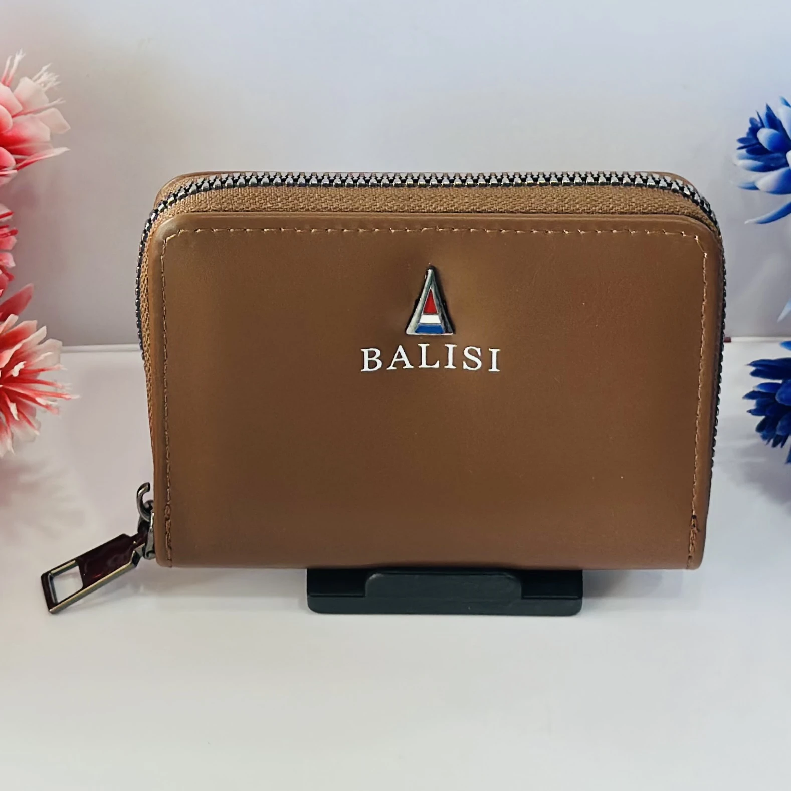 Plain Balisi Zip Button Mens Wallets