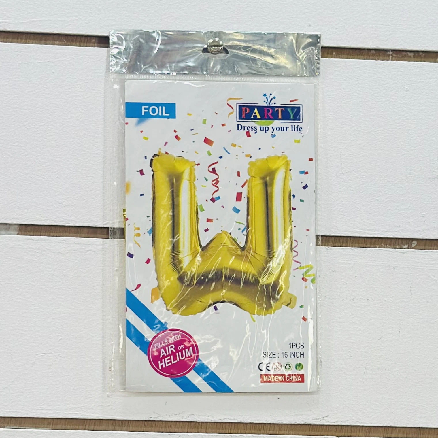 Gold foil letter "W” balloon