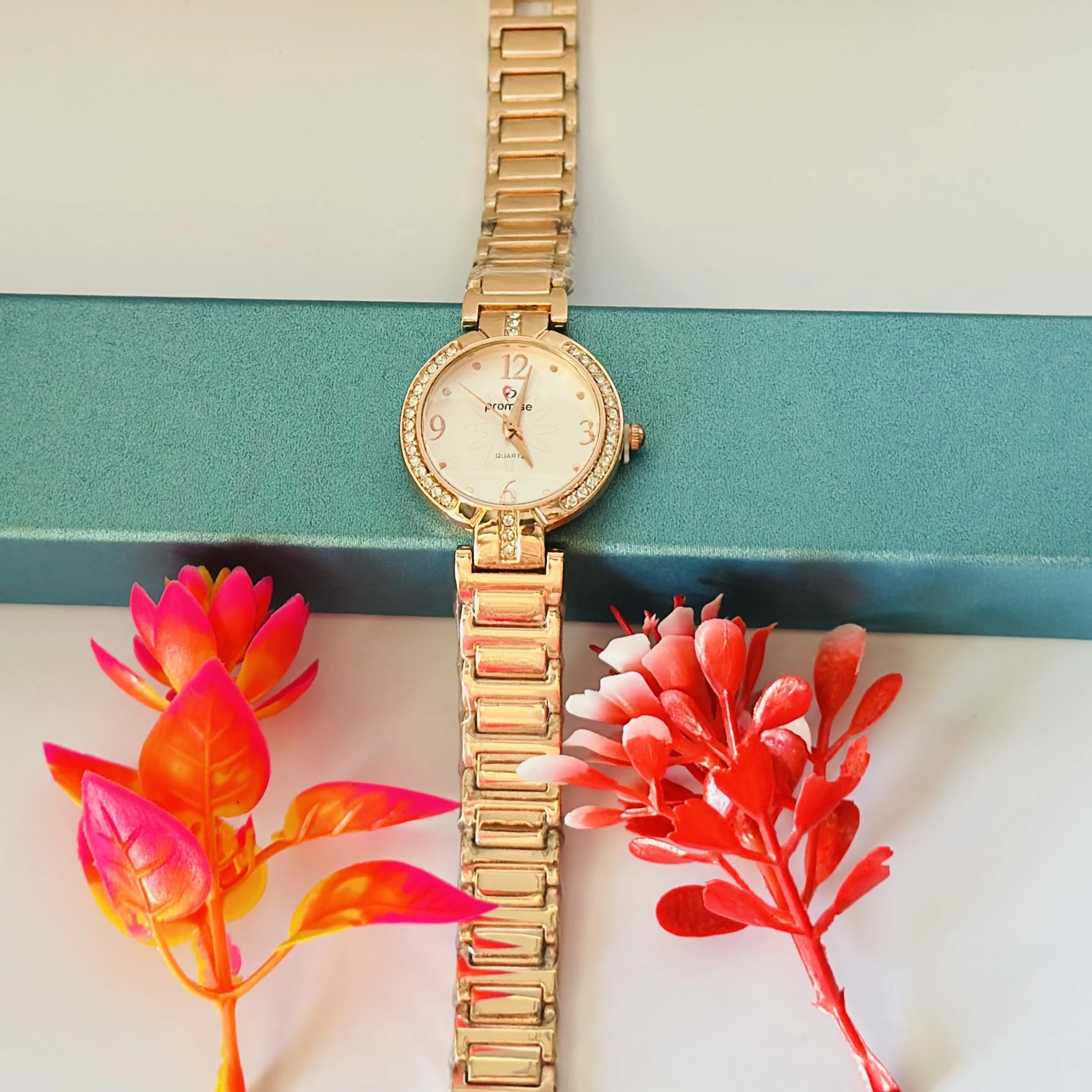Rose gold analog watch