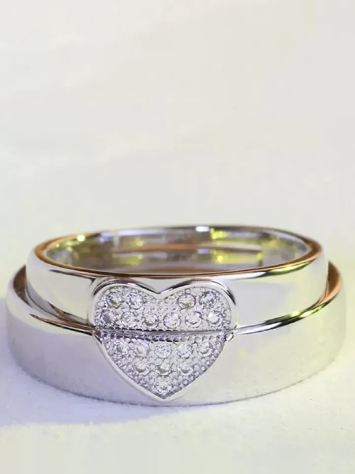 matching silver-tone couple rings