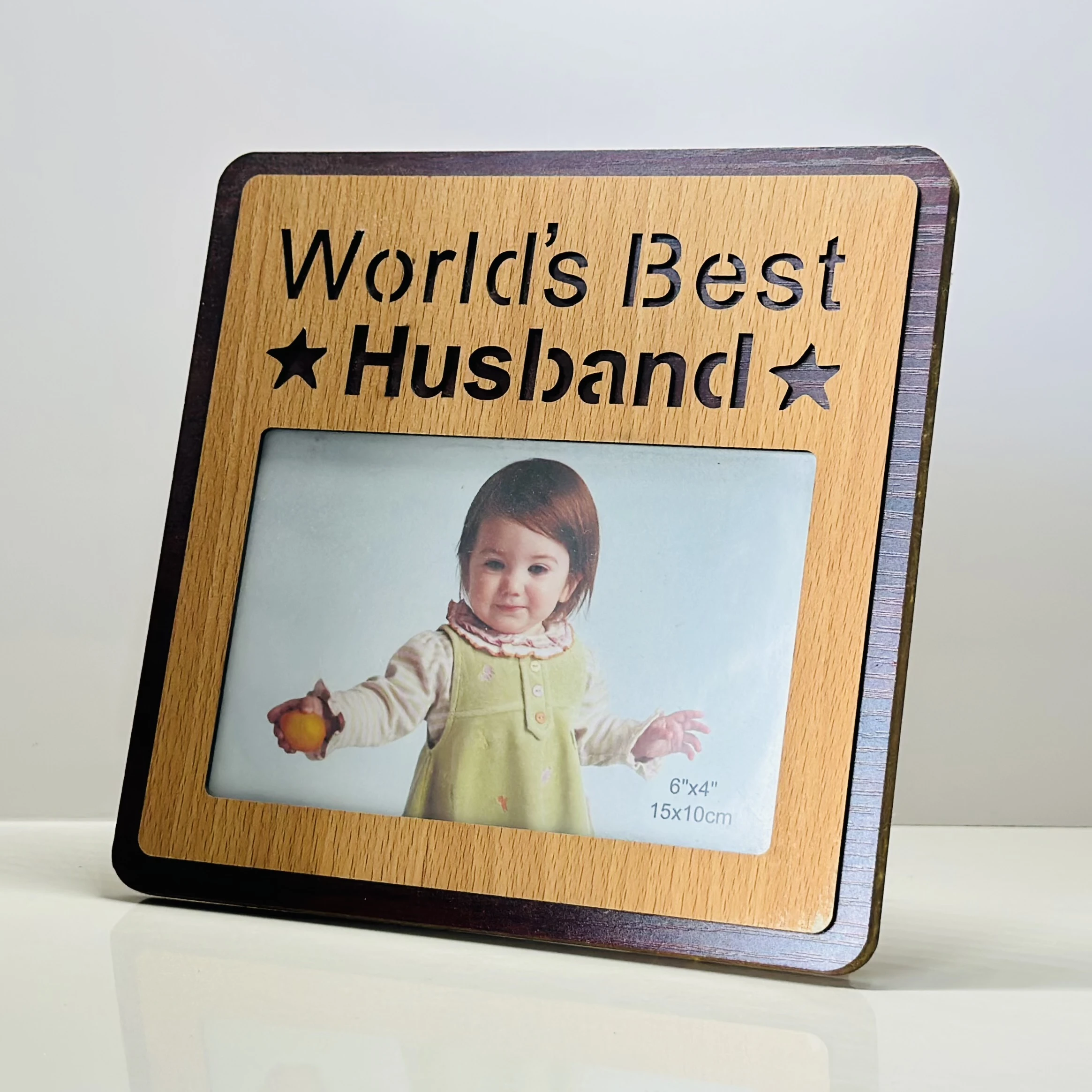 Art Street MDF Table Photo Frame With World's Best Wife Engraved, Cutout Picture Frame