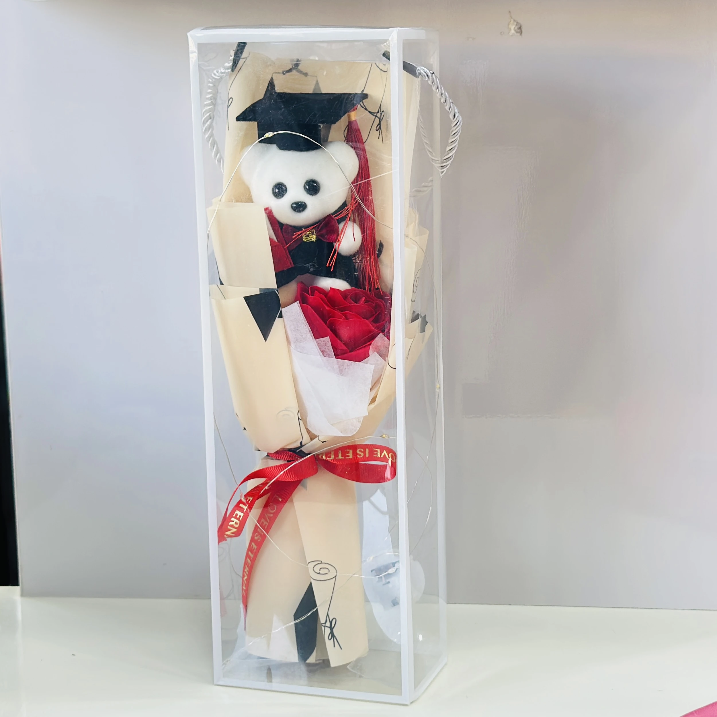 Bear Flower Bouquet Artificial Roses