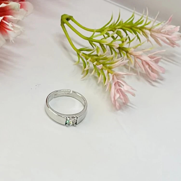 Solitaire 925 Sterling Silver adjustable ring for him.