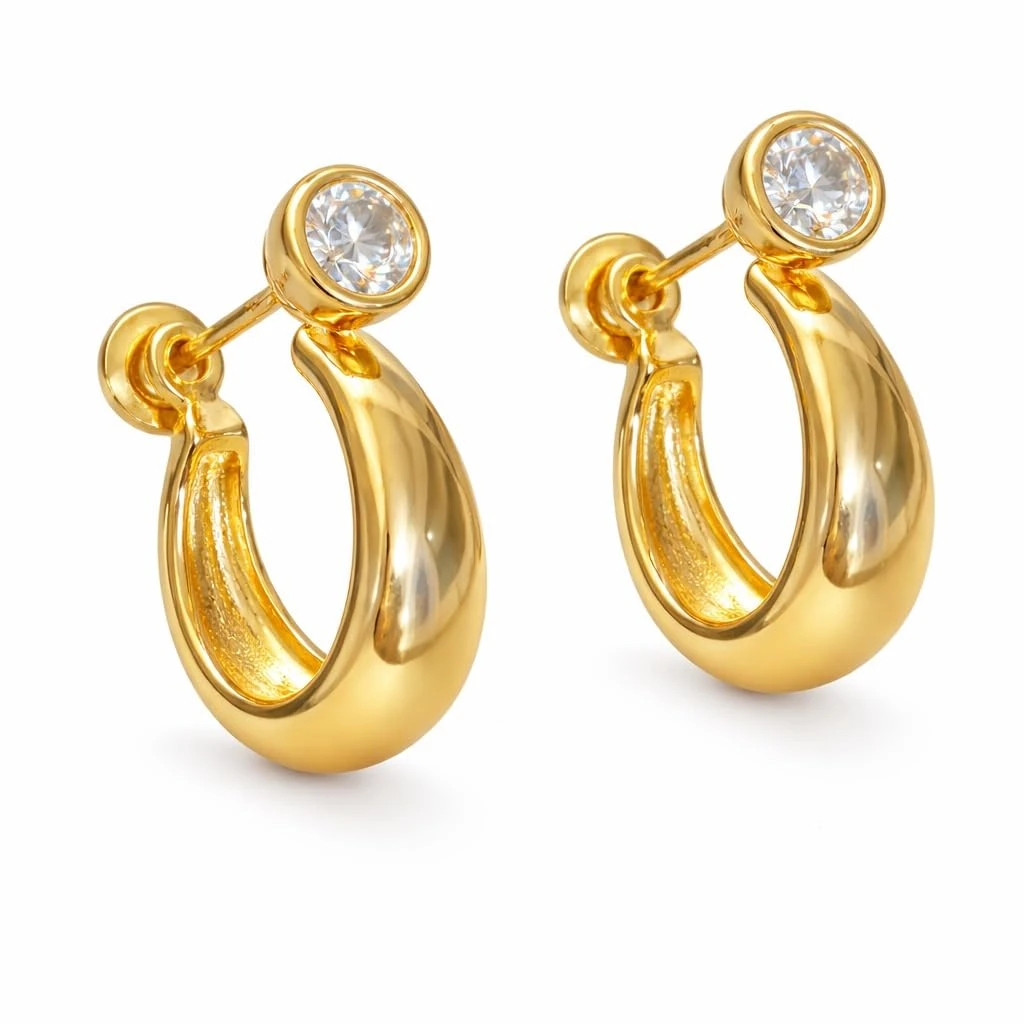 Gold plated huggie hoop earrings