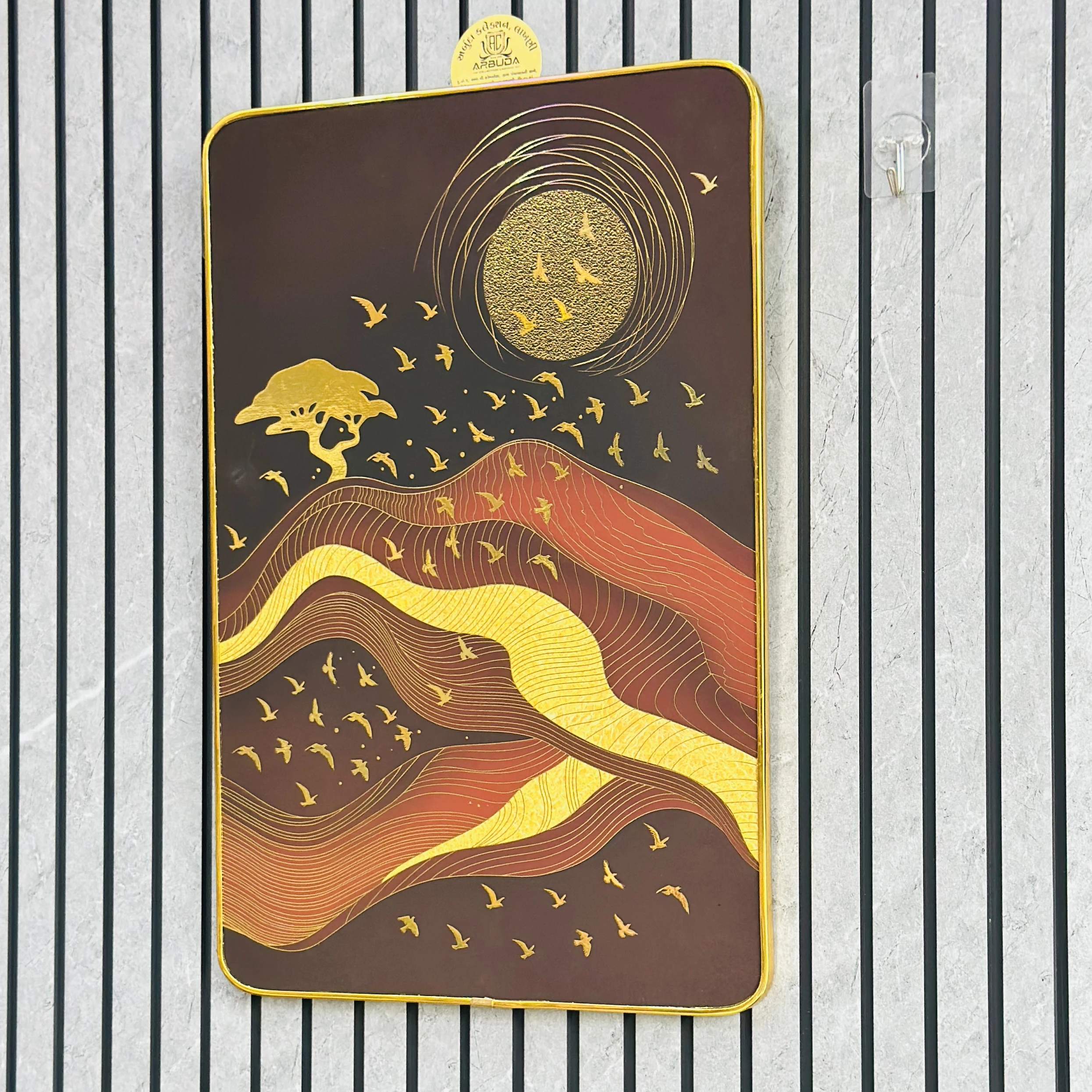 Sun, mountains, a tree, and birds(SKU-AEEEMM)