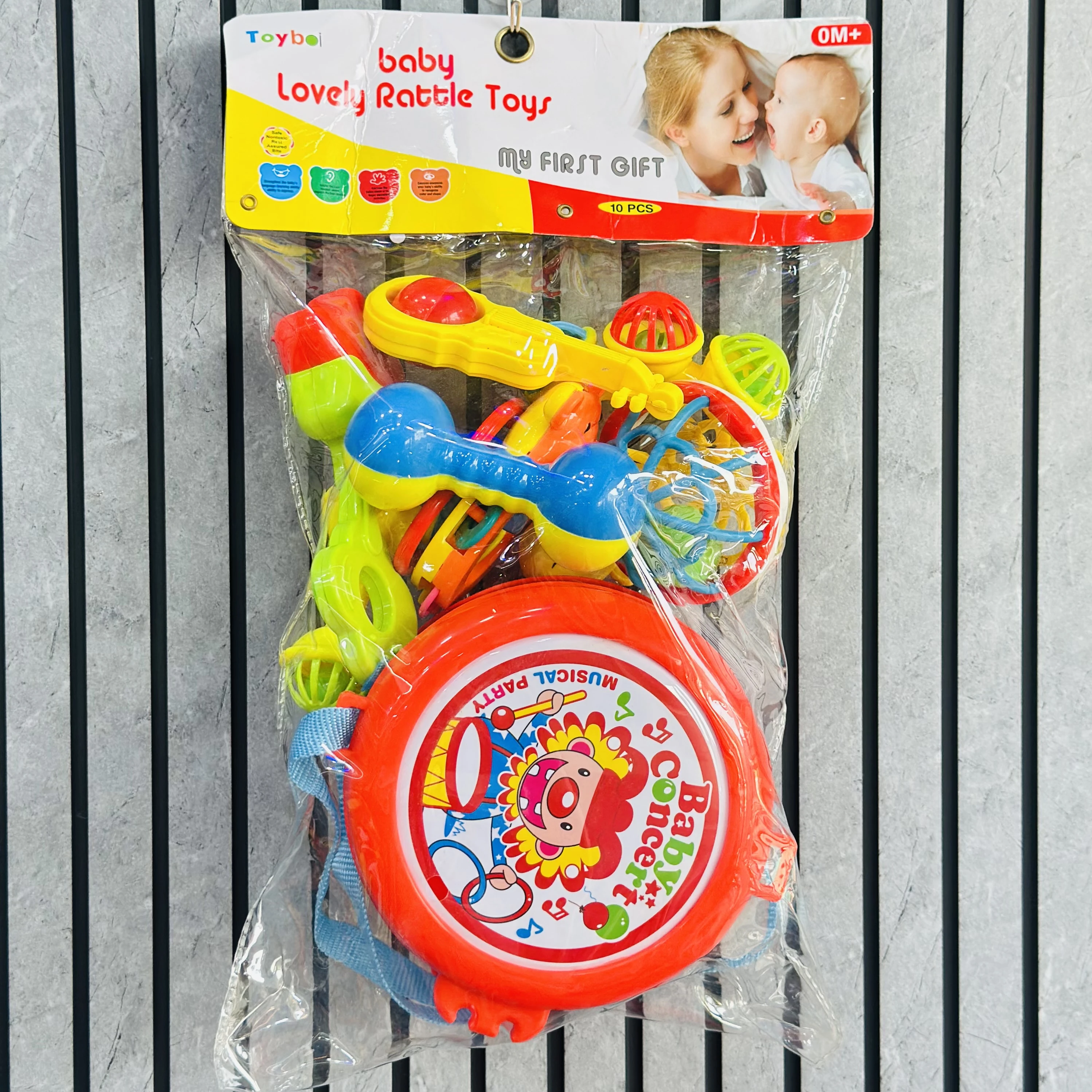 "Toybel Baby Lovely Rattle Toys Concert 10 Pieces" set.
