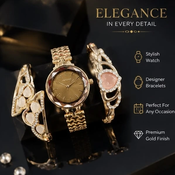 Ladies Analog Watch & Bracelet Combo