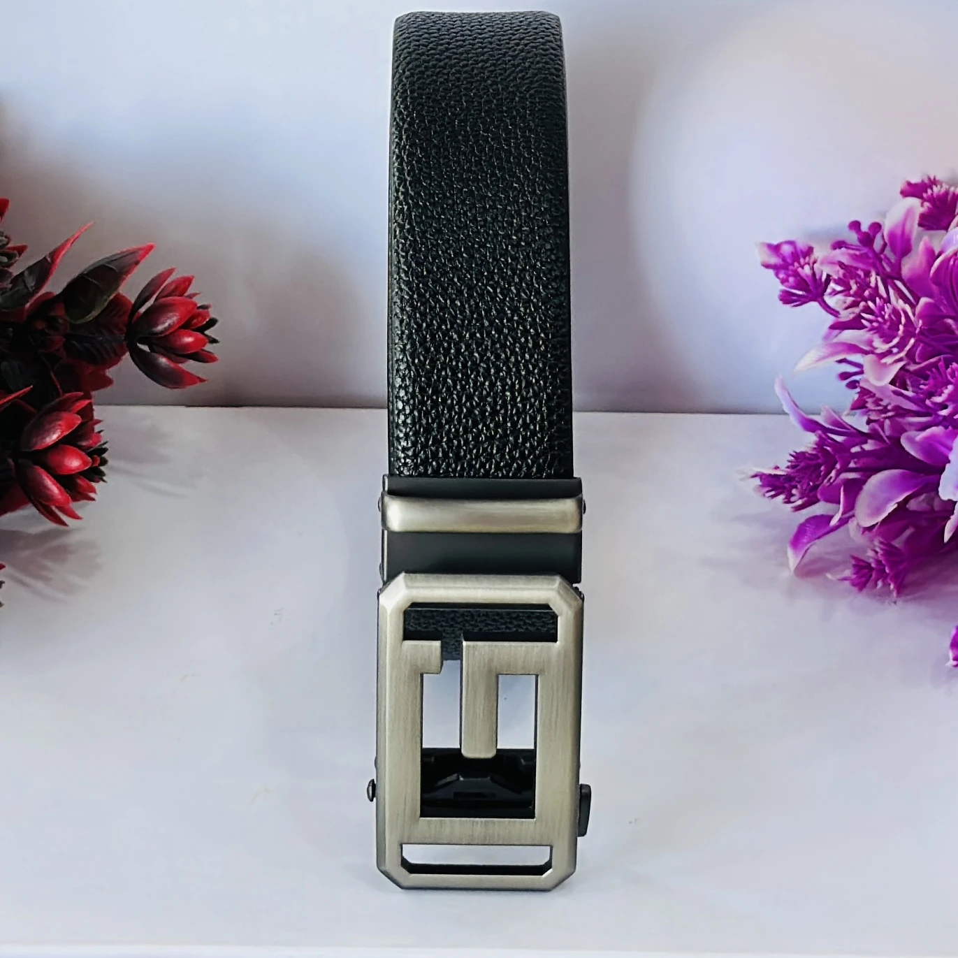 Single G Shape Two Tone Formal Auto Lock Belt for Men